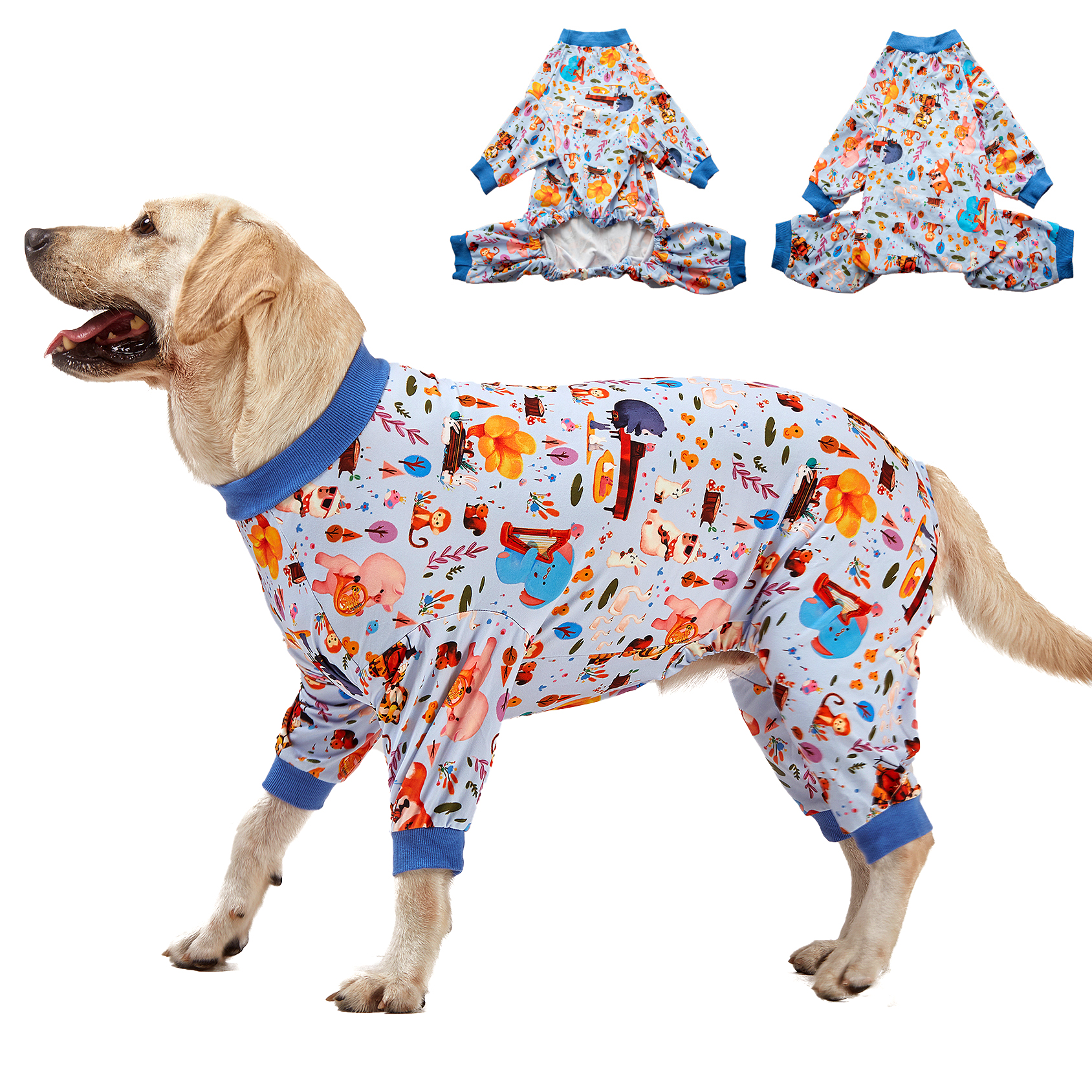 LovinPet Big Dog Pajama Onesie - Autumn Woodland Pattern