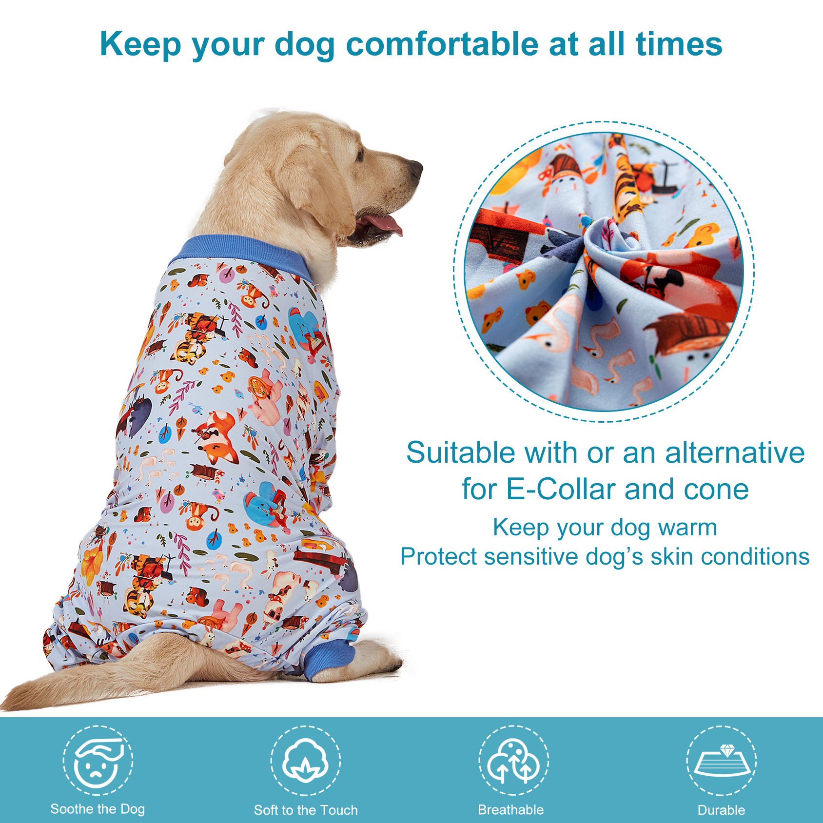 LovinPet Big Dog Pajama Onesie - Autumn Woodland Pattern