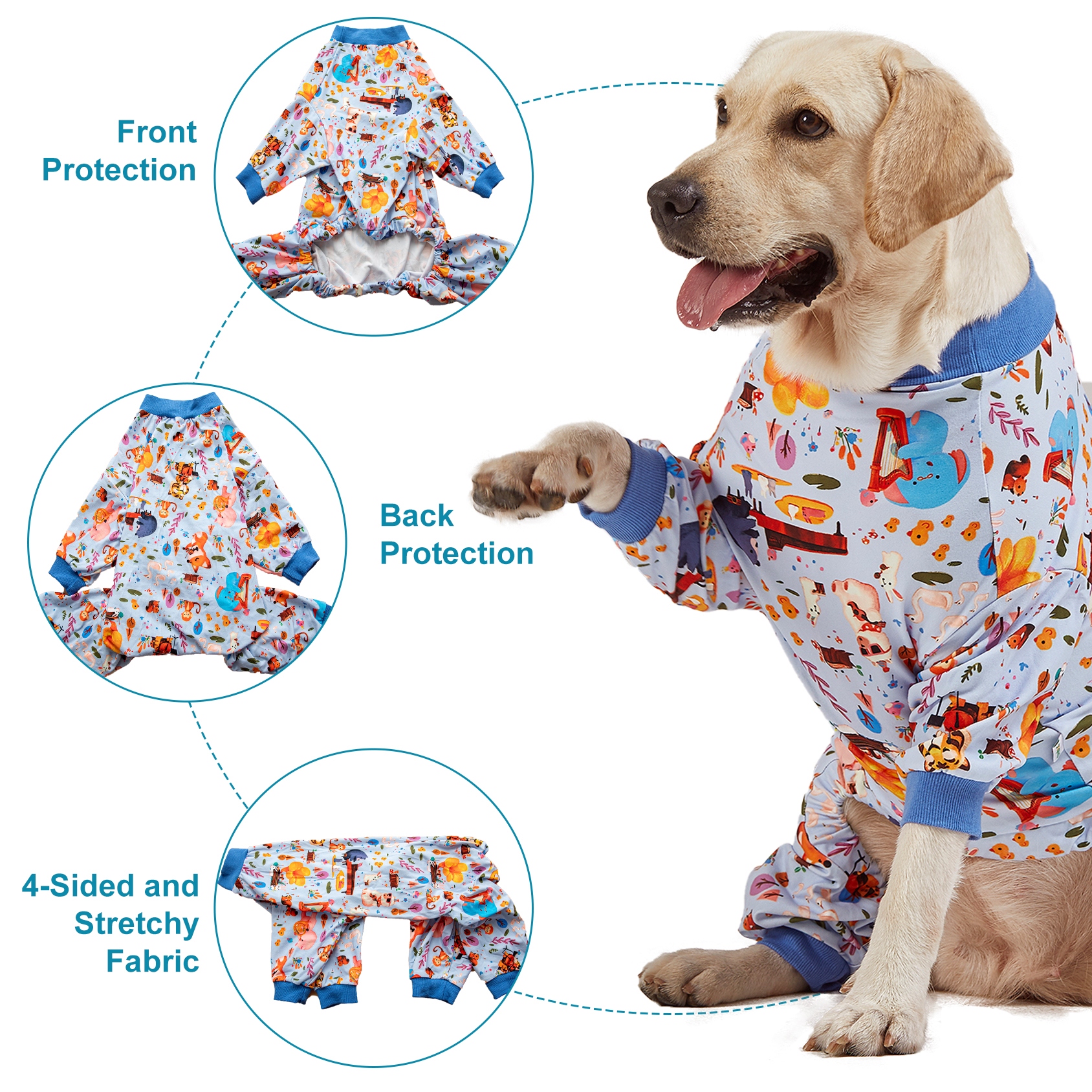 LovinPet Big Dog Pajama Onesie - Autumn Woodland Pattern