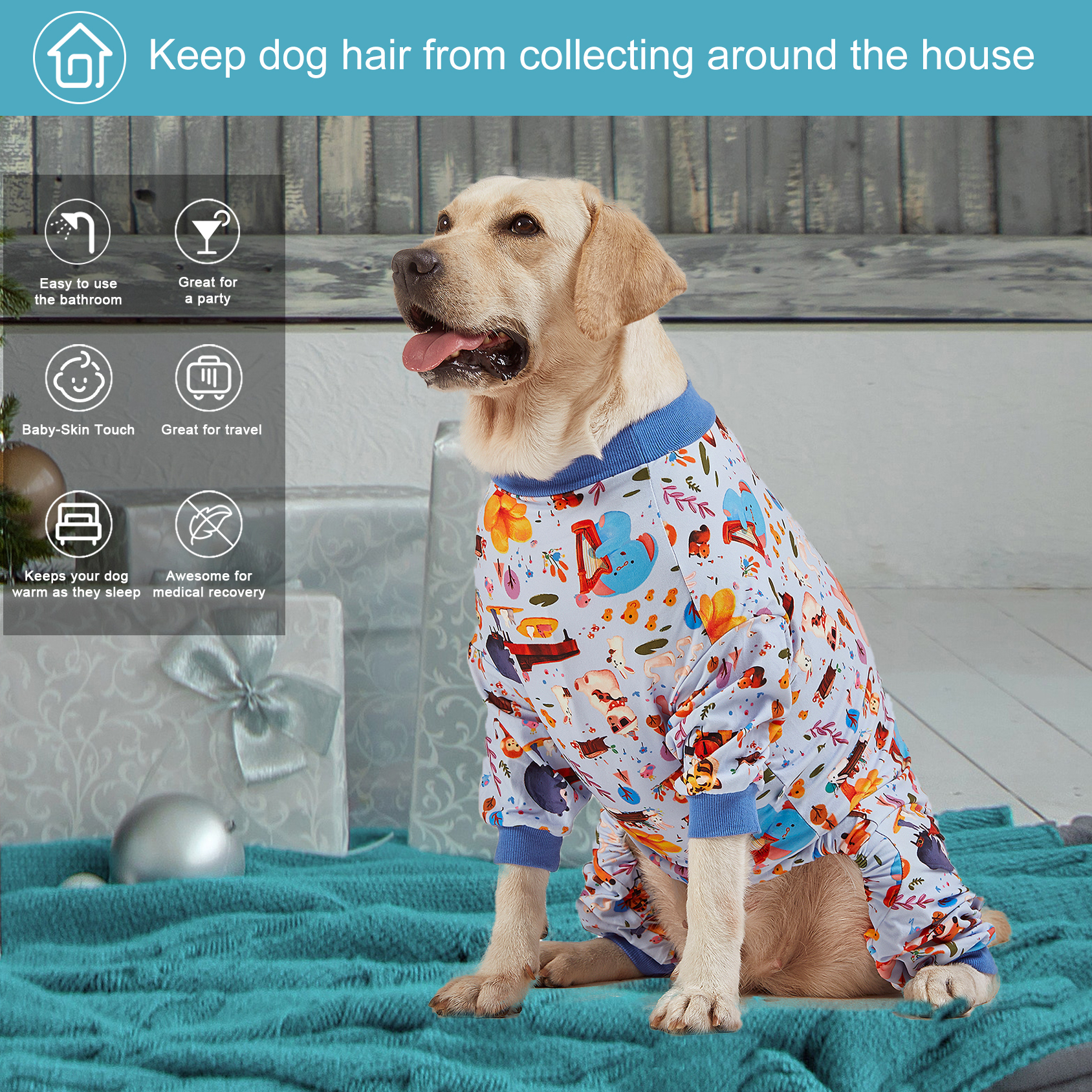 LovinPet Big Dog Pajama Onesie - Autumn Woodland Pattern