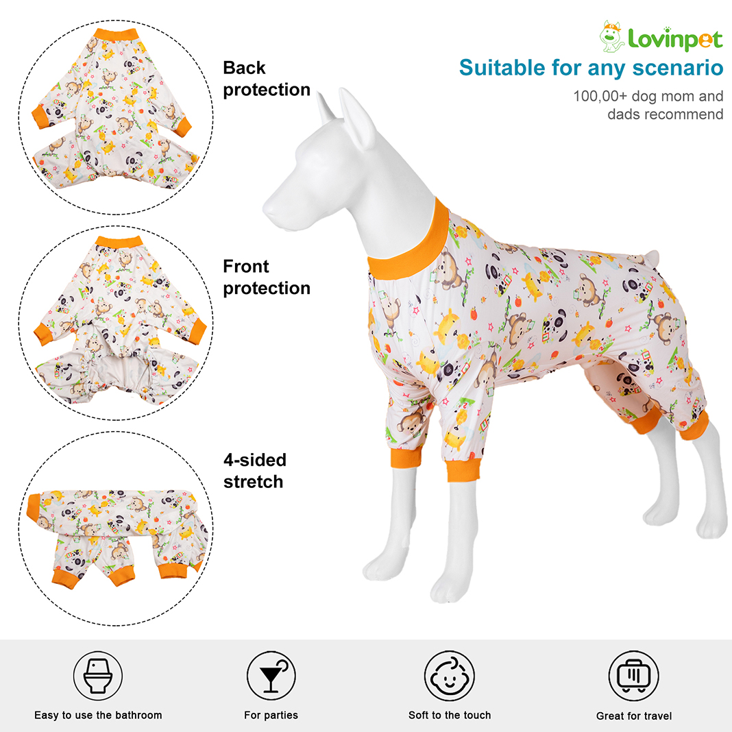 LovinPet Jungle Animals Pajama for Large Dogs - Fun Playful Design