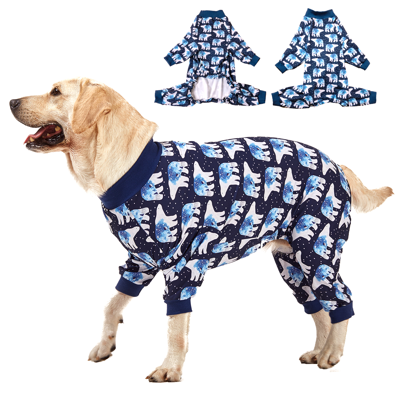 LovinPet Big Dog Pajama Onesie - Polar Bear Winter Pattern