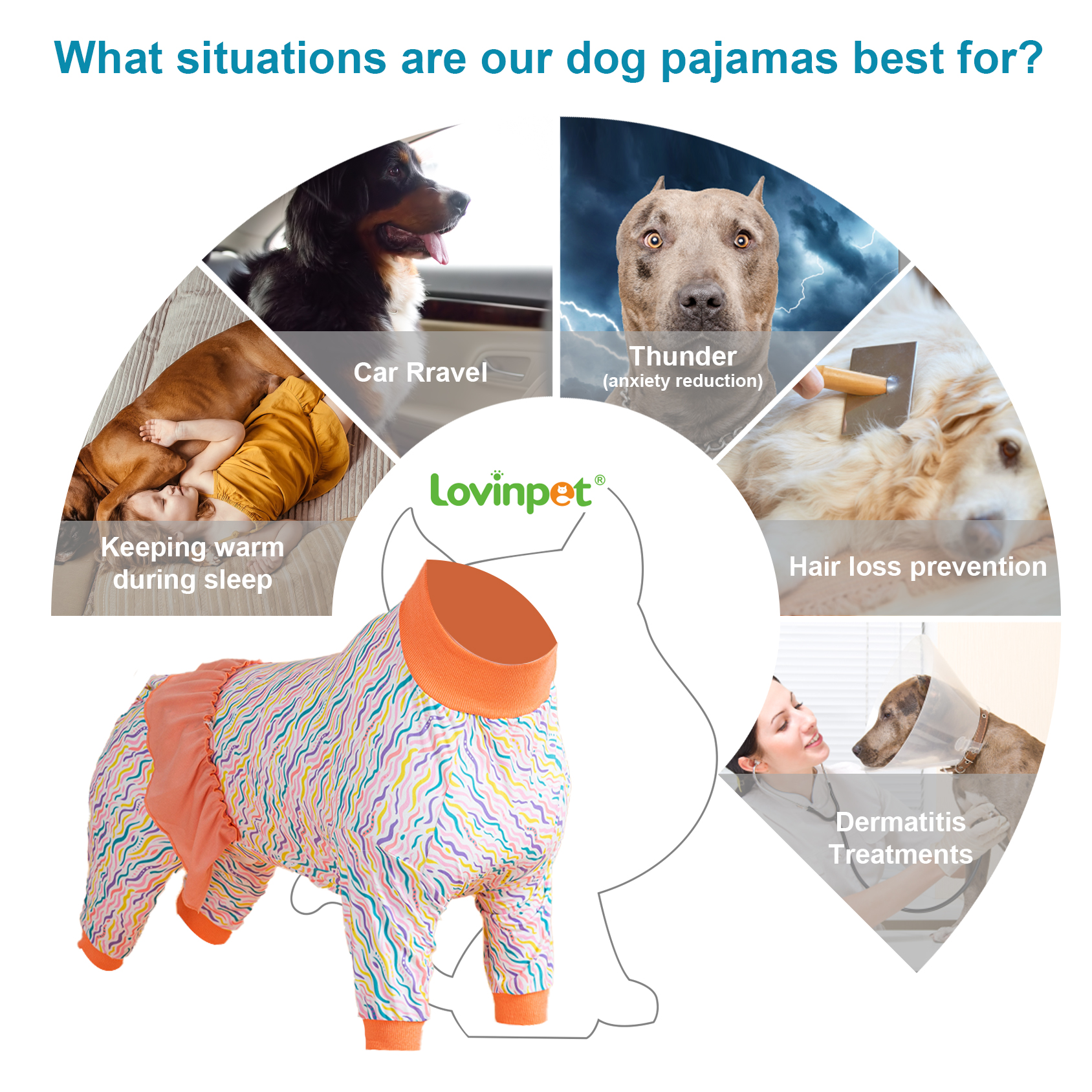 LovinPet Large Dog Pajama - Bright Pink Wavy Pattern Pajamas with Frilled Skirt