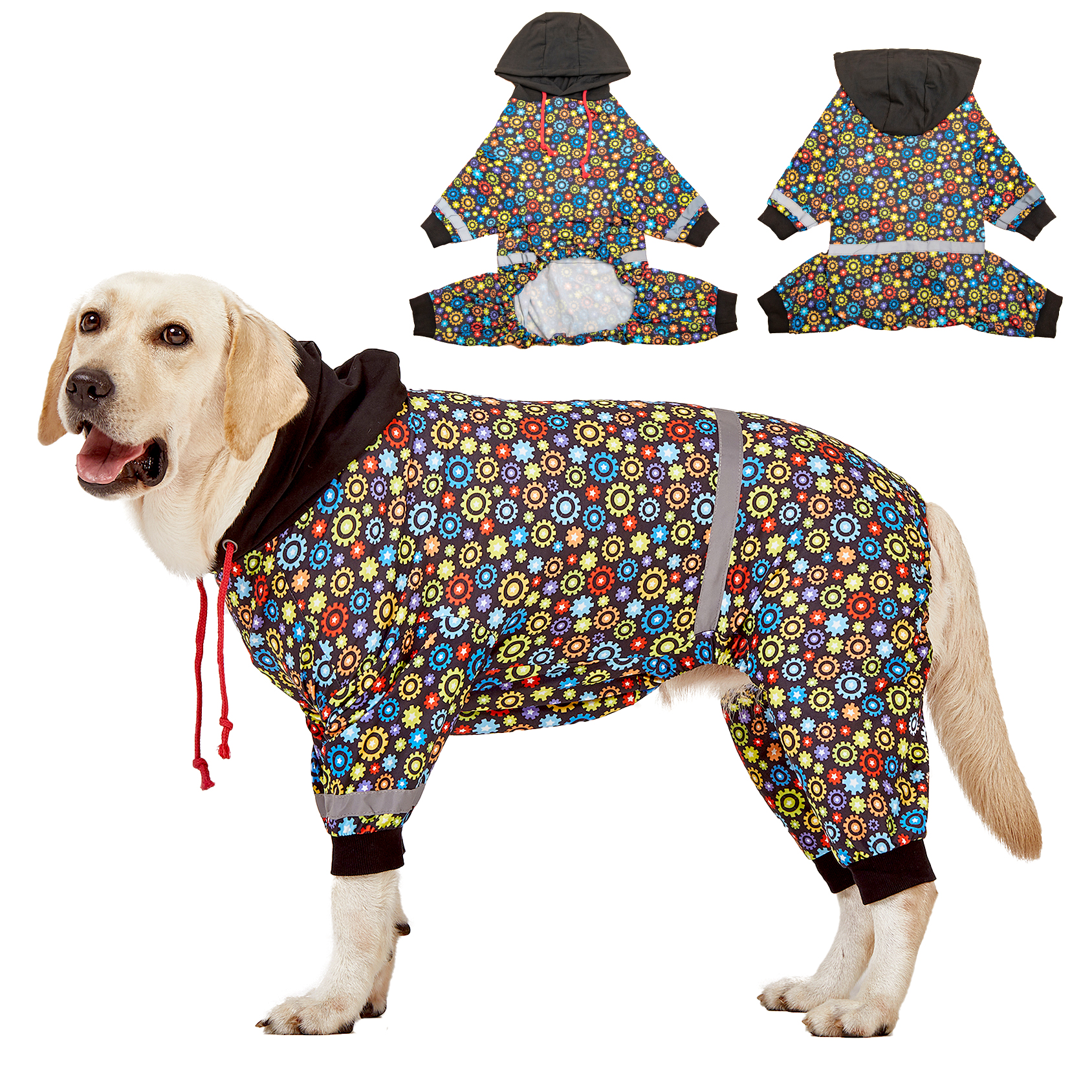 LovinPet Large Dog Pajama - Colorful Gear Hoodie Pajamas