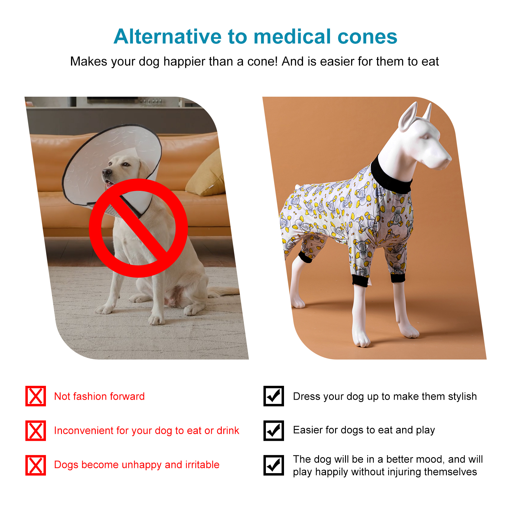 LovinPet Large  Large Dog Shirt, Sleepytime Elephants Print, Post Surgery Dog Shirt, Wound Care Large Dog Onesies, Lightweight Pullover, Full Coverage Large Breed Dog Pjs,Medium & Large & Giant