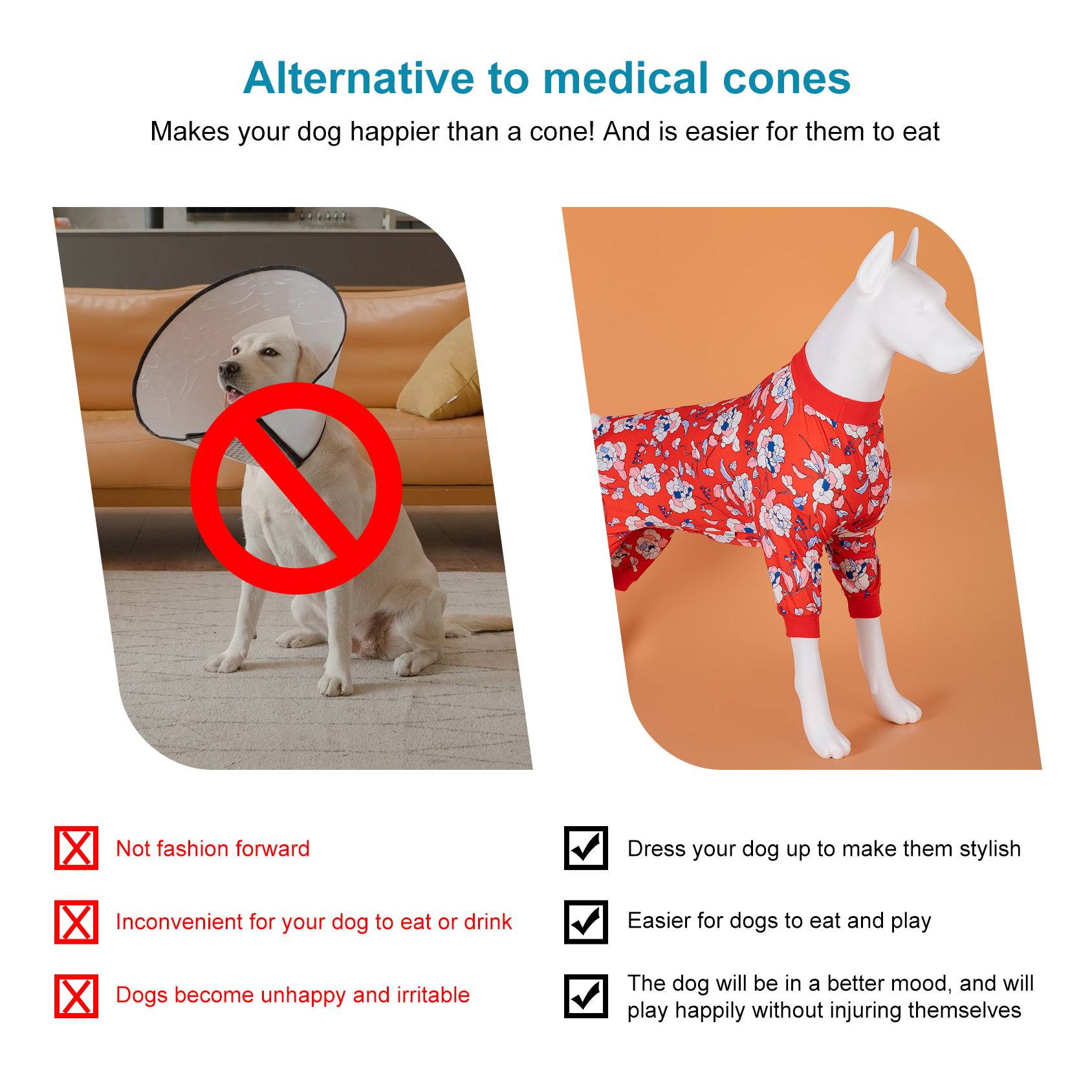 LovinPet Large Dog Pajama - Red Floral Elegance Pajamas for Big Dogs