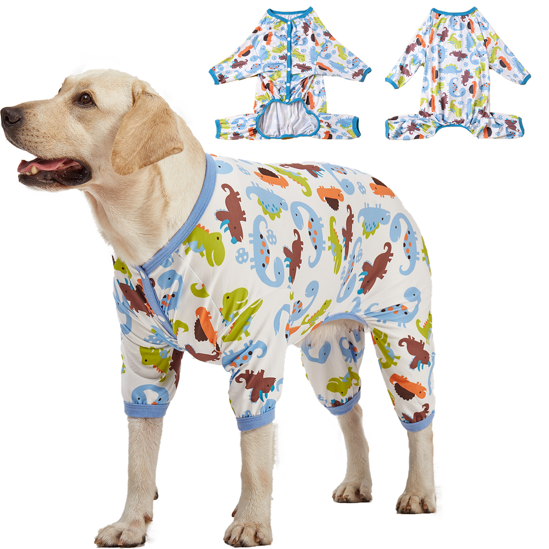 LovinPet Big Dog Pajama Onesie - Jurassic Dinosaur Pattern