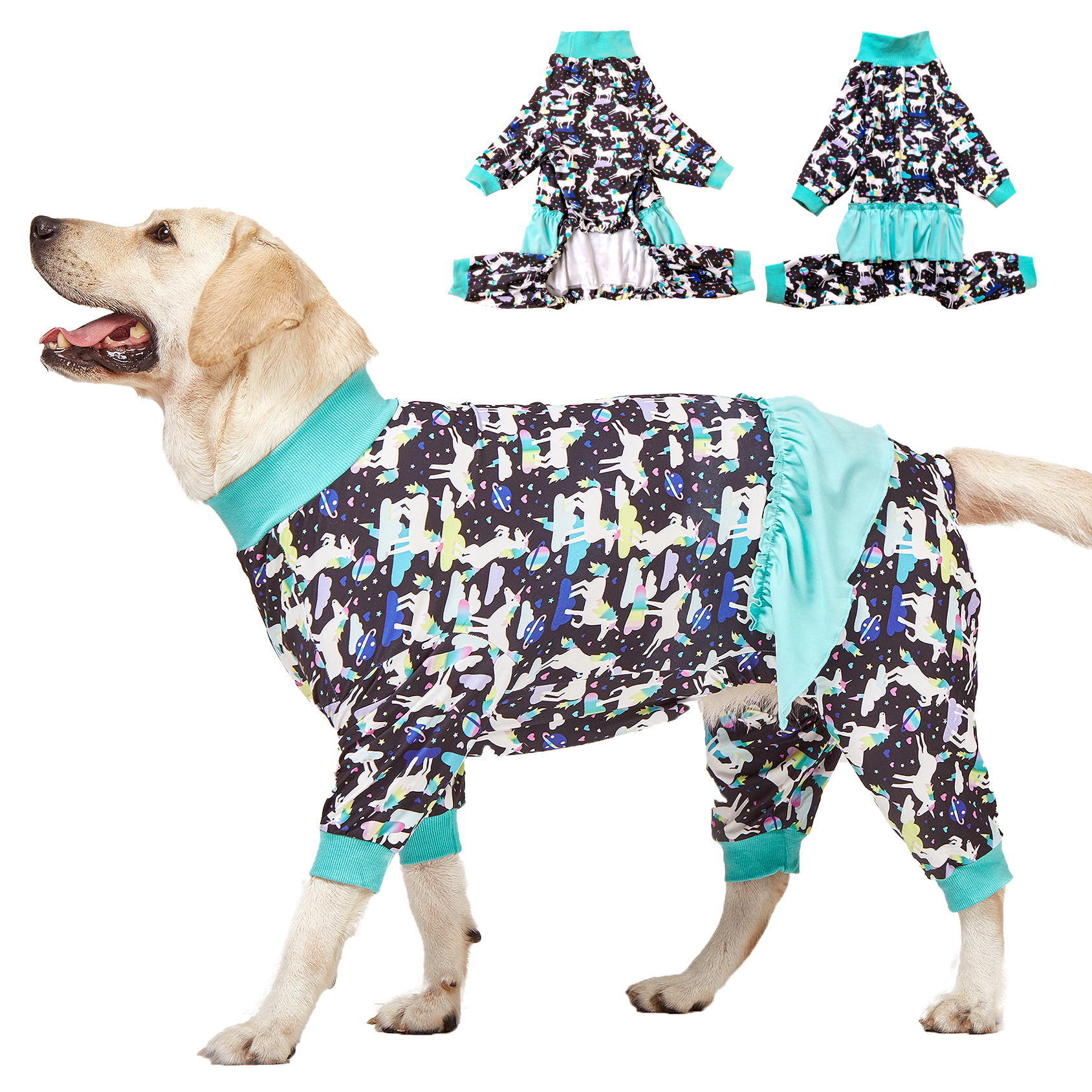 LovinPet Large Dog Pajamas Onesie - Fantasy Unicorn Design with Skirt for Big Breeds