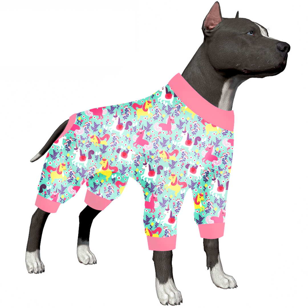 LovinPet Dog Knee Surgery Onesie - Pink Unicorn Design