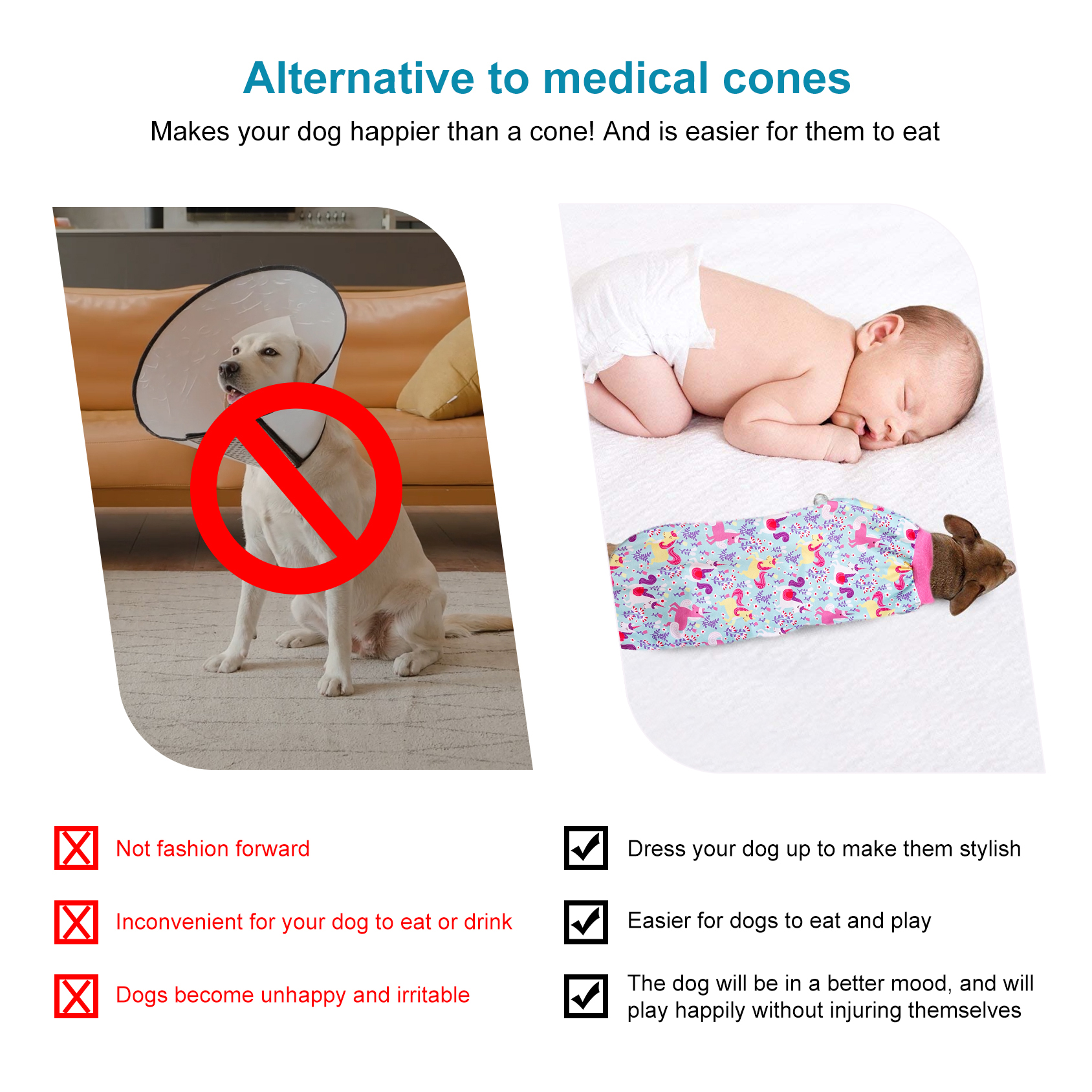 LovinPet Dog Knee Surgery Onesie - Pink Unicorn Design