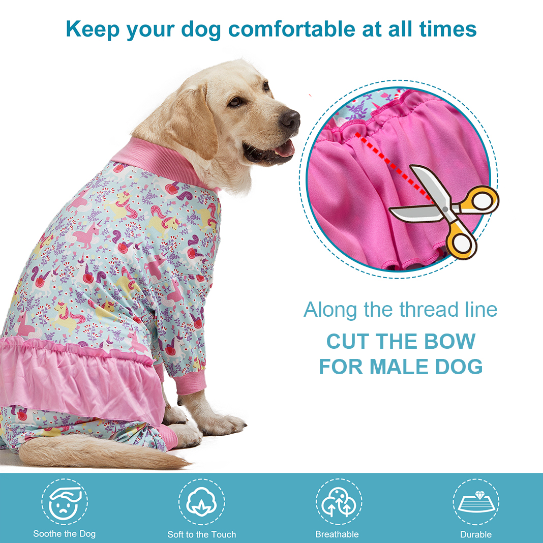 LovinPet Cute Designs Dog Pajamas for Large Breeds | Belly Protection, Soft & Stretchy