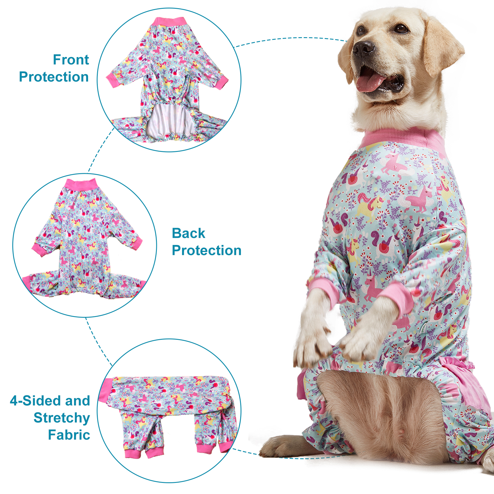 LovinPet Cute Designs Dog Pajamas for Large Breeds | Belly Protection, Soft & Stretchy