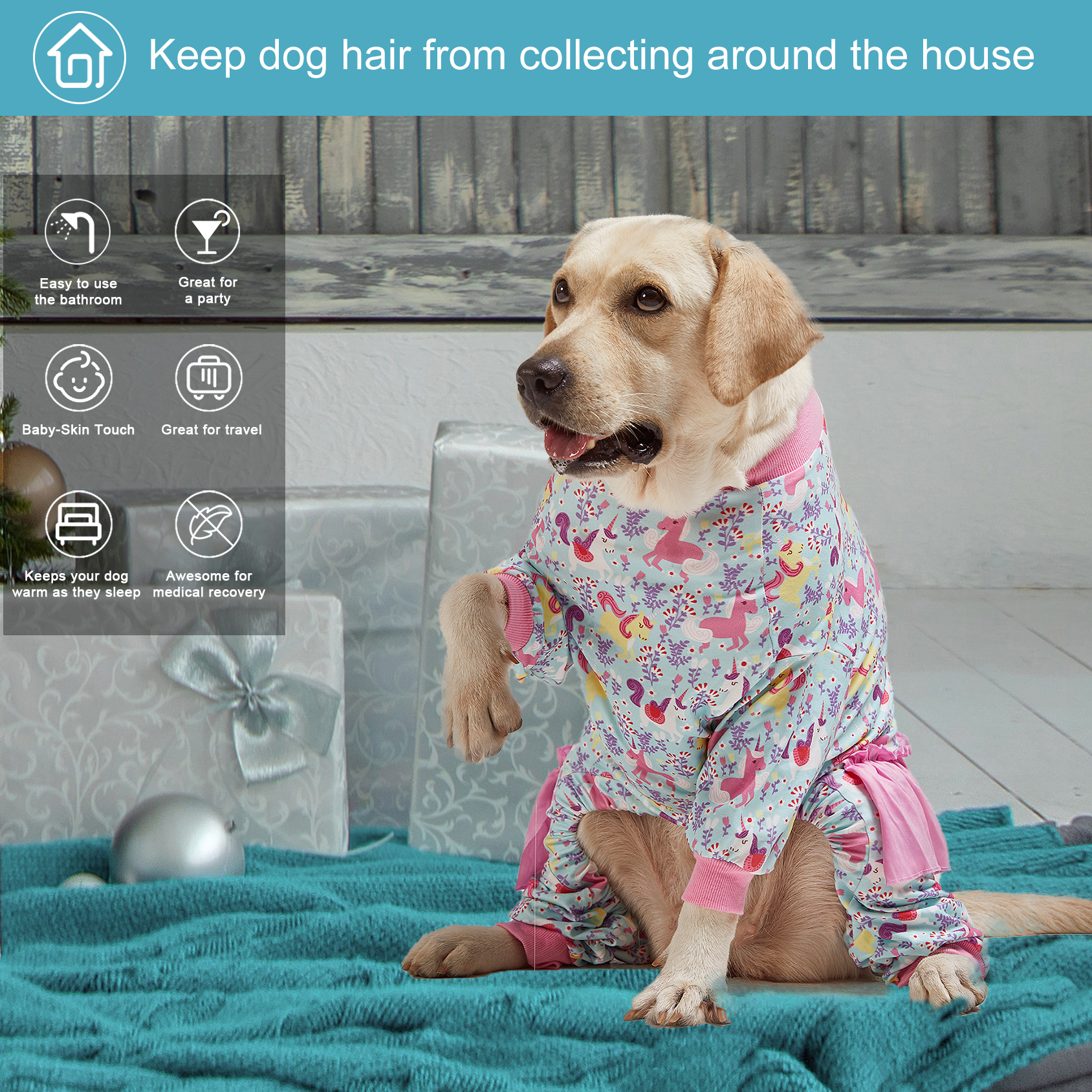 LovinPet Cute Designs Dog Pajamas for Large Breeds | Belly Protection, Soft & Stretchy