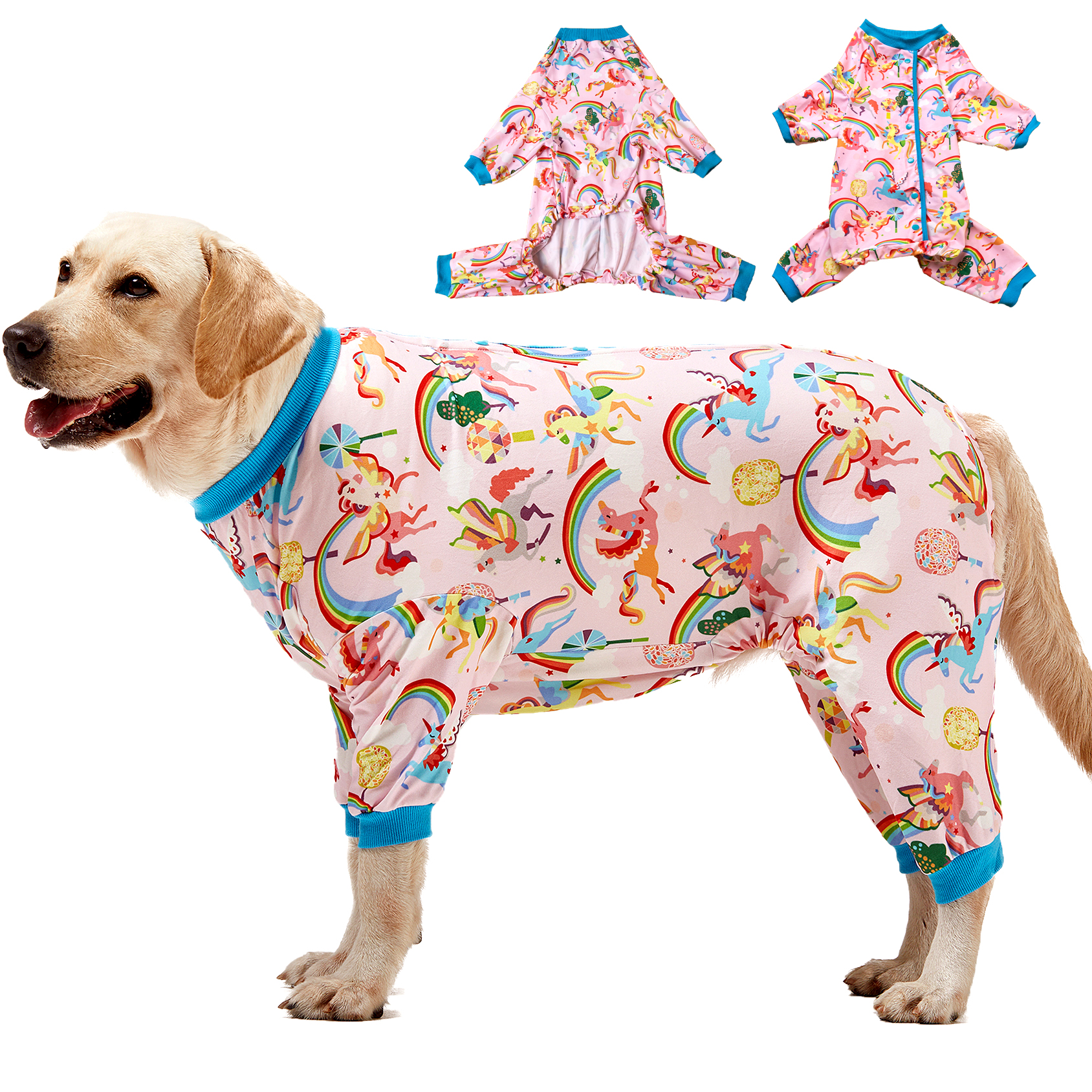 LovinPet Big Dog Pajama Onesie - Cute Pink Unicon