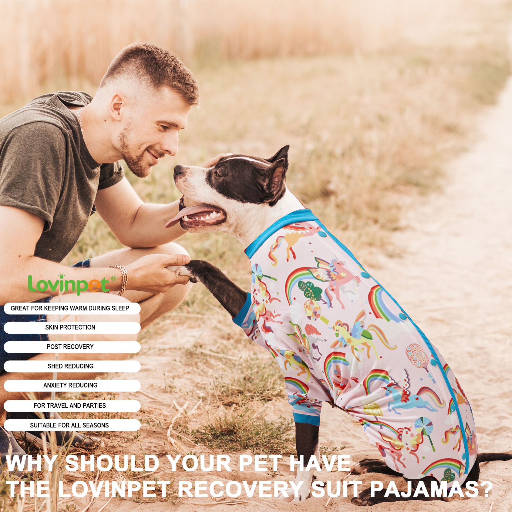 LovinPet Big Dog Pajama Onesie - Cute Pink Unicon