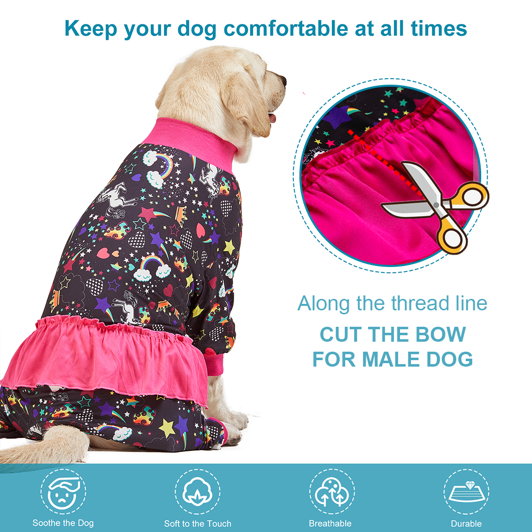 LovinPet Big Dog Pajama Onesie - Whimsical Unicorn and Star Pattern