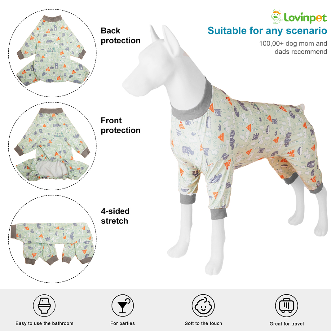 LovinPet Large Dog Pajama - Woodland Bear and Camping Print Pajamas for Large Dogs