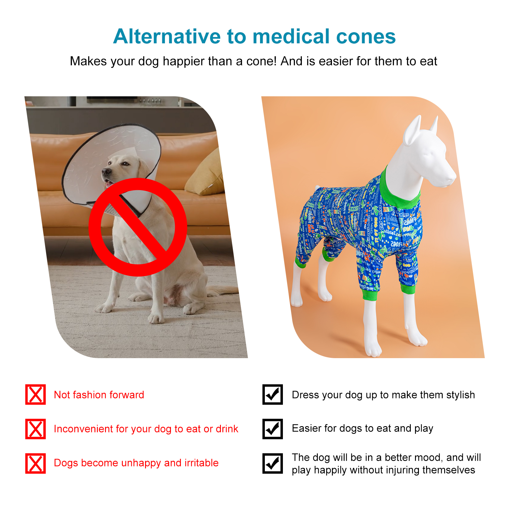 LovinPet Large Dog Jumpsuit Pajama - Playful Word Print Pajamas for Large Dogs