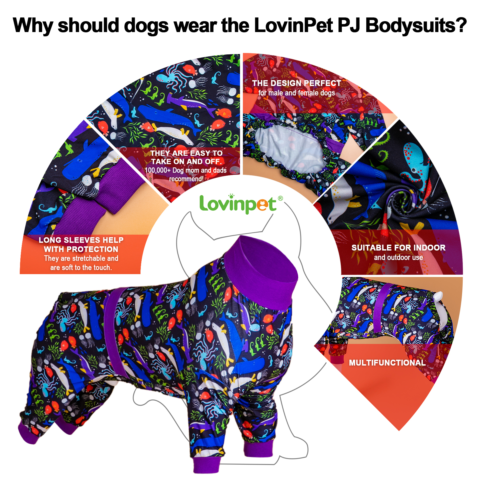 LovinPet Large Big Dog Pajamas - Post Operative etc.