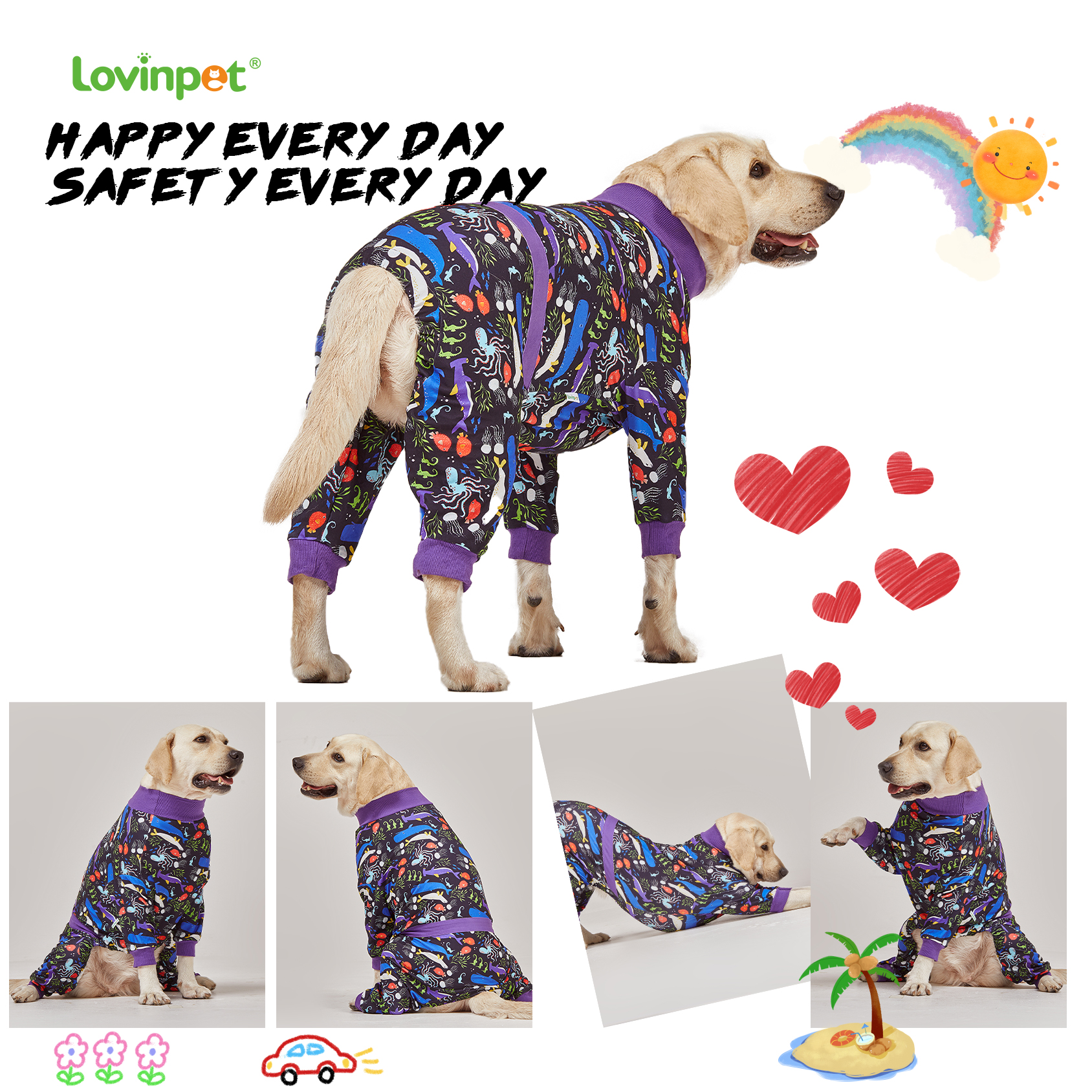 LovinPet Large Big Dog Pajamas - Post Operative etc.