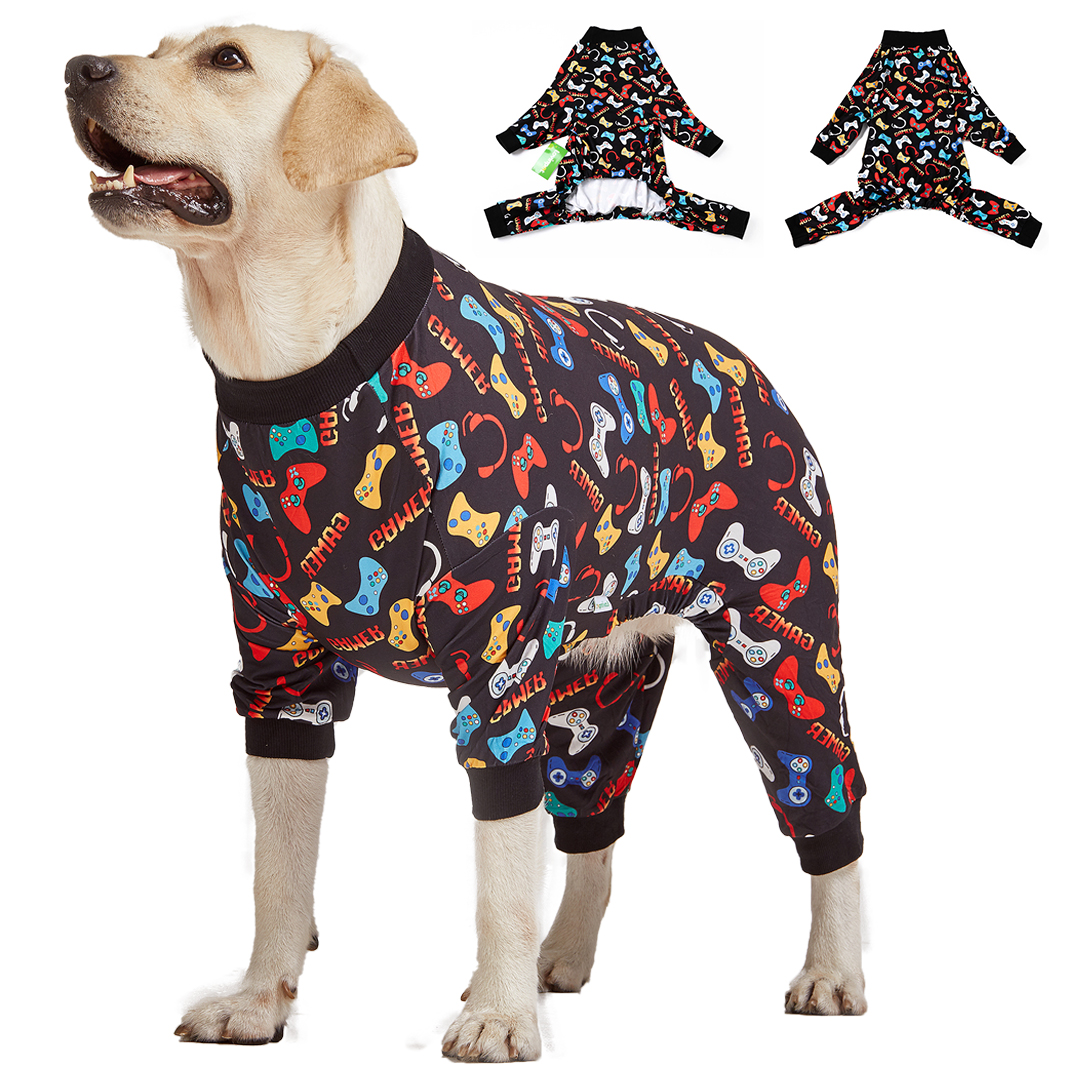 LovinPet Large Dog Pajamas Onesie - Gamer Video Game Controller Design for Big Breeds