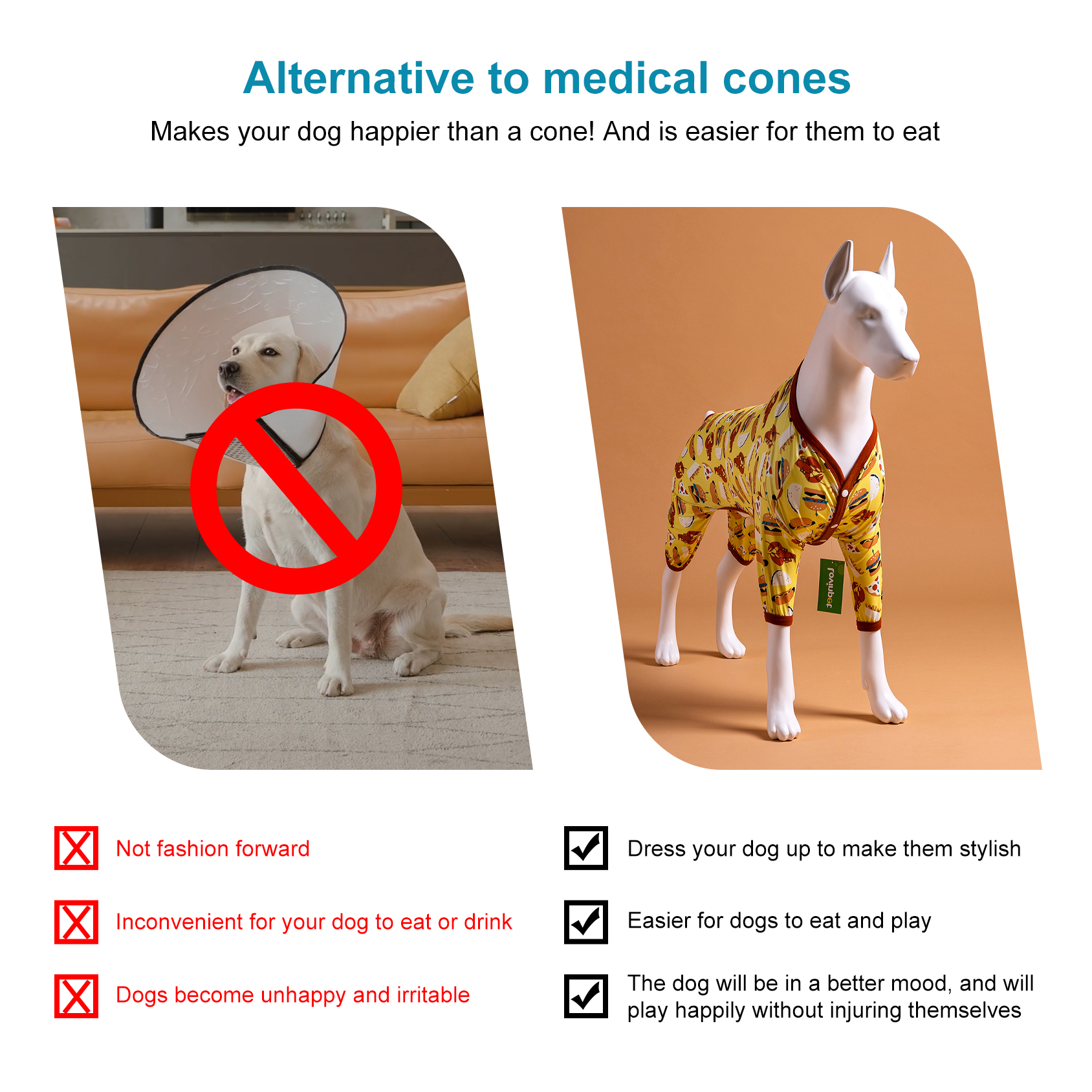 LovinPet Large Dog Pajamas Onesie - Playful Food-Themed Design on Bright Yellow