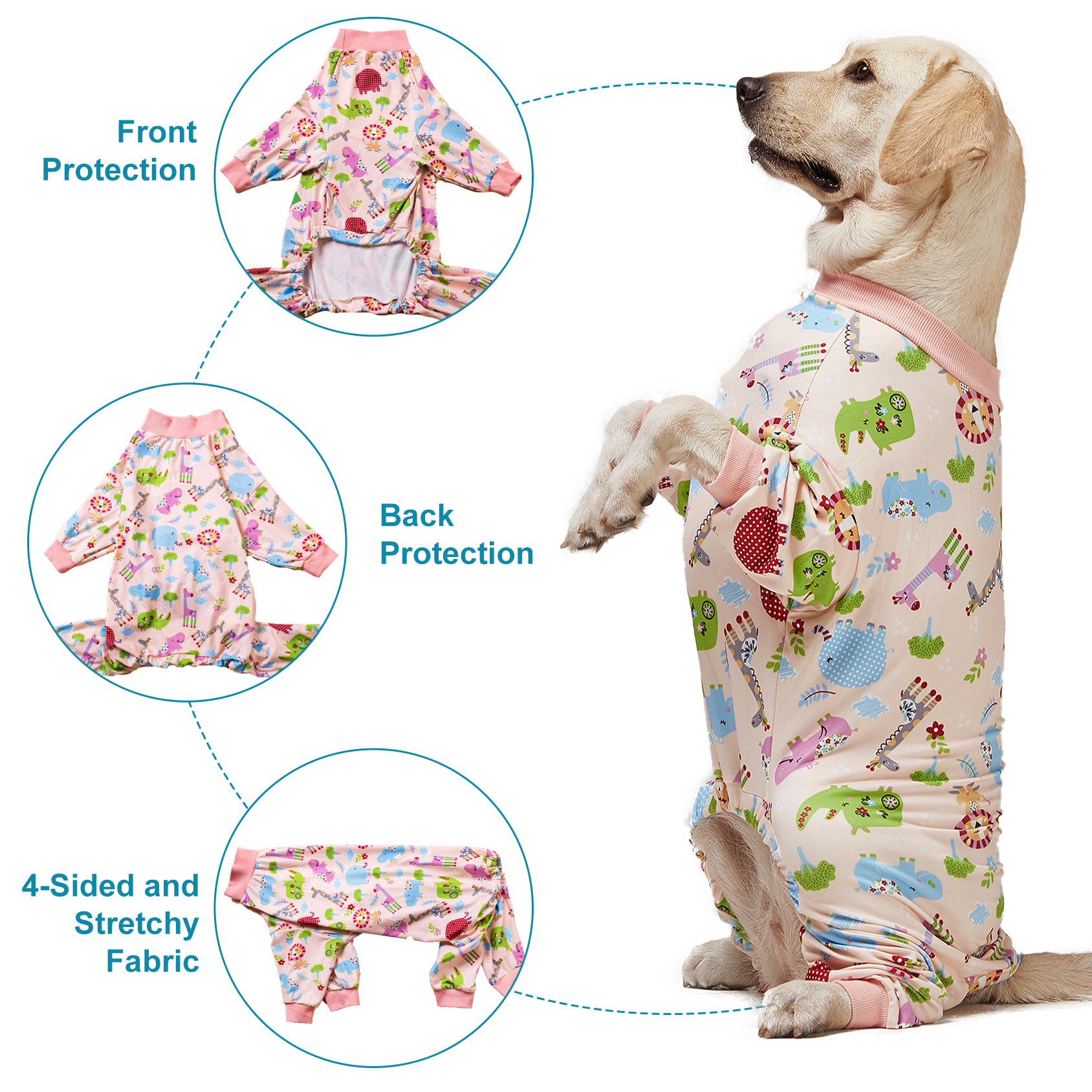 LovinPet Large Dog Pajama - Playful Dinosaur and Candy Print for Large Dogs