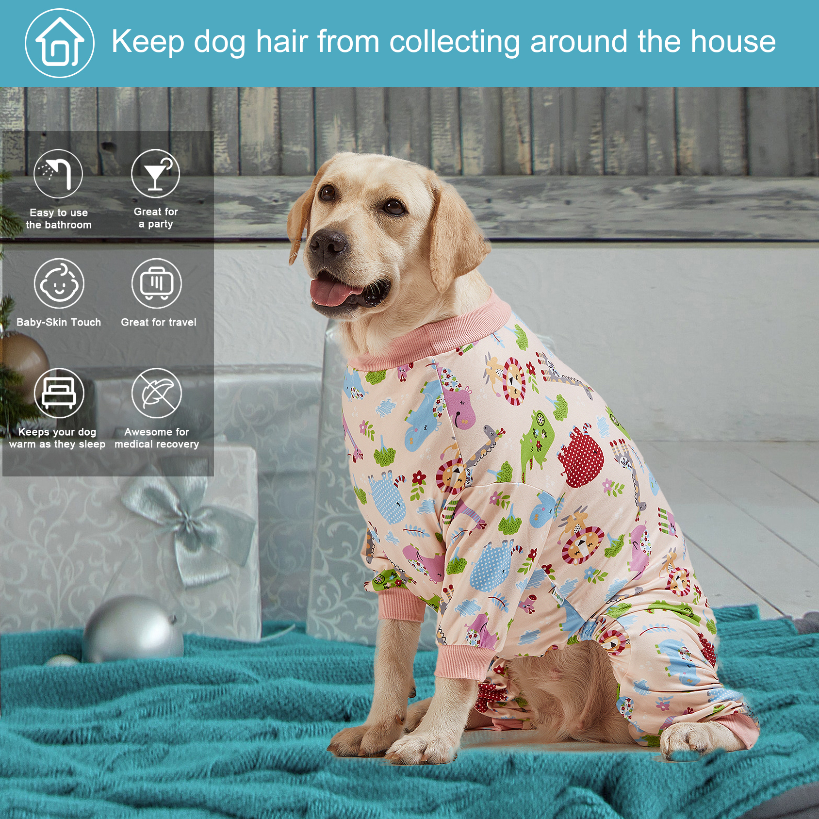 LovinPet Large Dog Pajama - Playful Dinosaur and Candy Print for Large Dogs