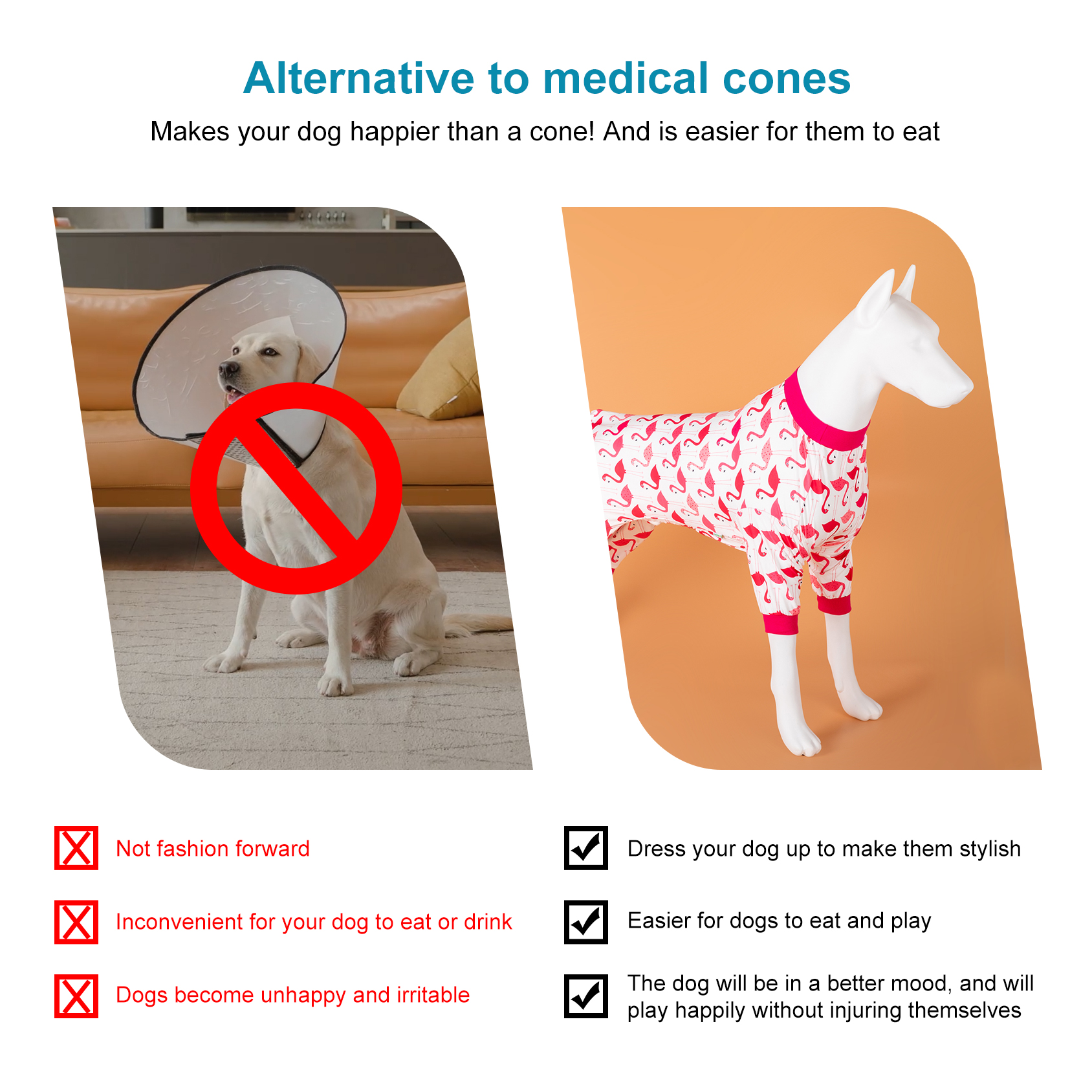 LovinPet Large Dog Pajama - Pink Flamingo Tropical Design Full-Body Pajamas with Pink Accents