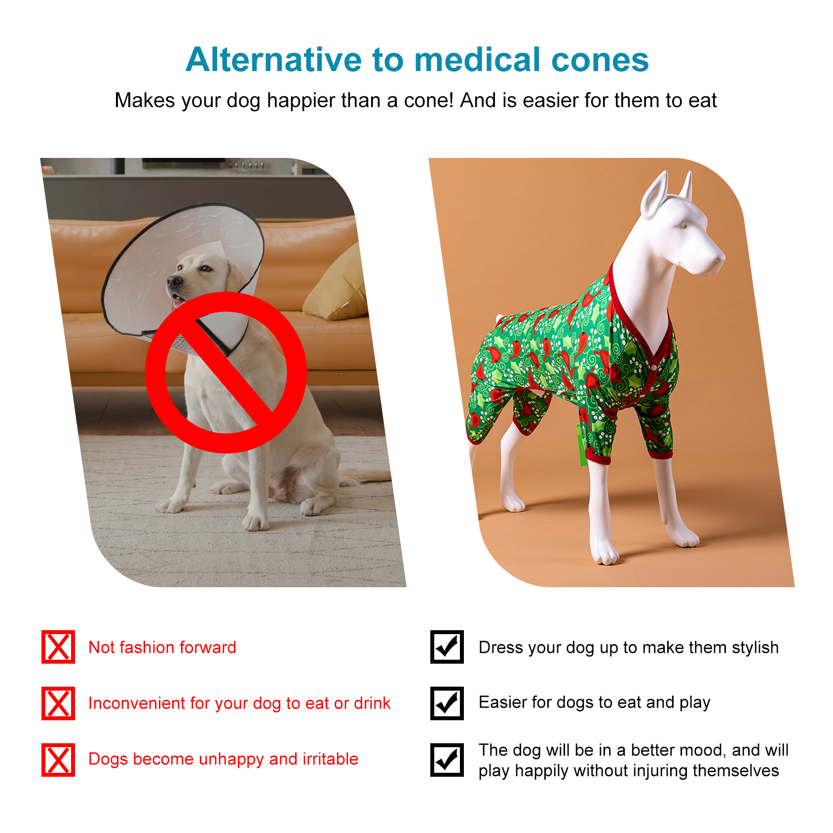 LovinPet Dog Knee Surgery Onesie - Christmas Theme Design