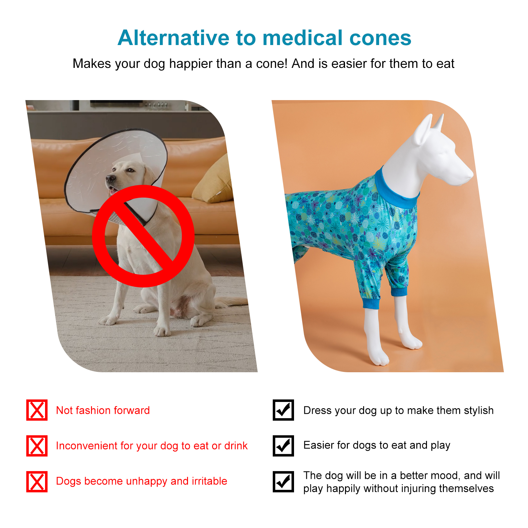 LovinPet Large Dog Pajamas Onesie - Calming Starburst Design in Cool Blue Tones