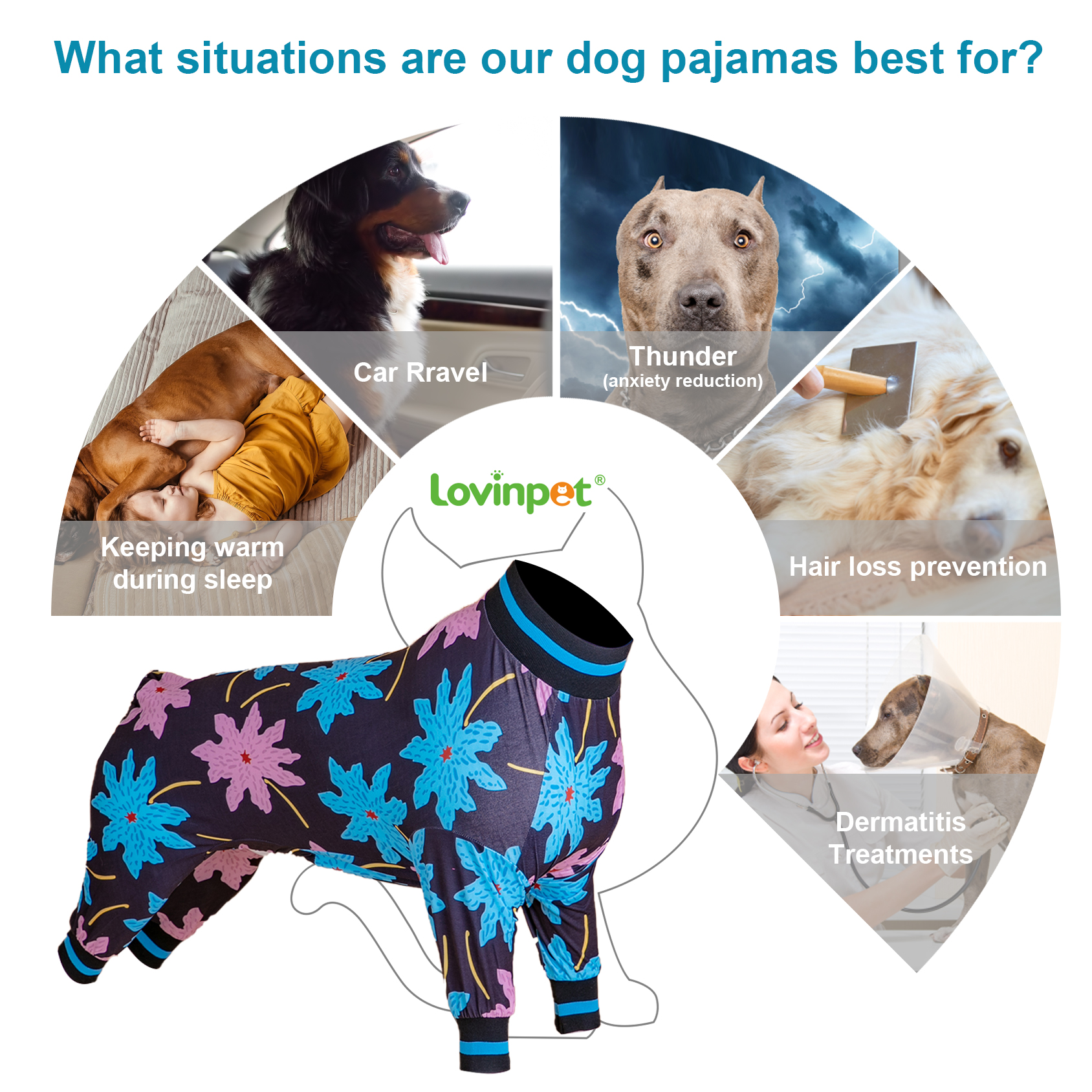 LovinPet Floral Fantasy Dog Pajama - Bright Blooms for Stylish Pups