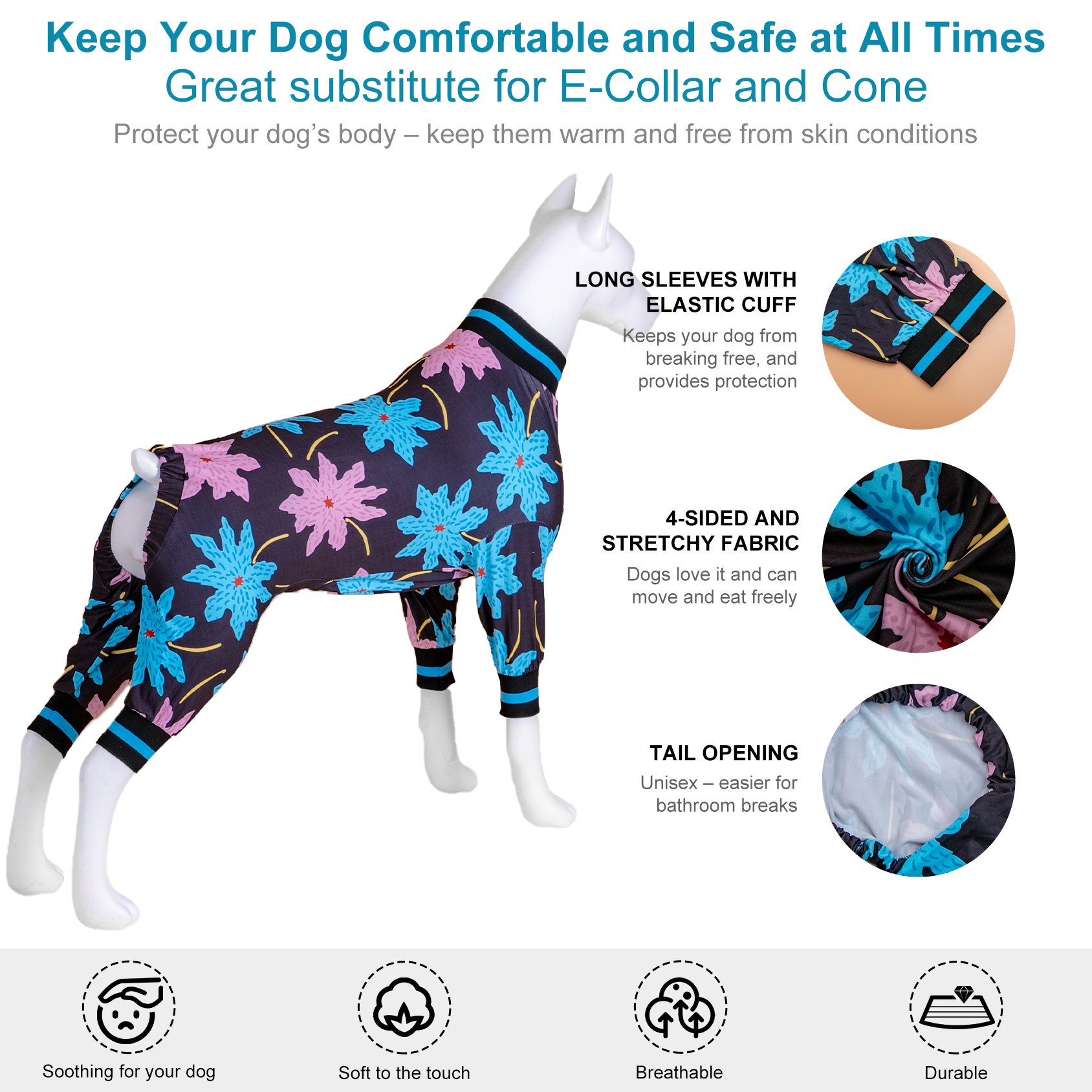 LovinPet Floral Fantasy Dog Pajama - Bright Blooms for Stylish Pups