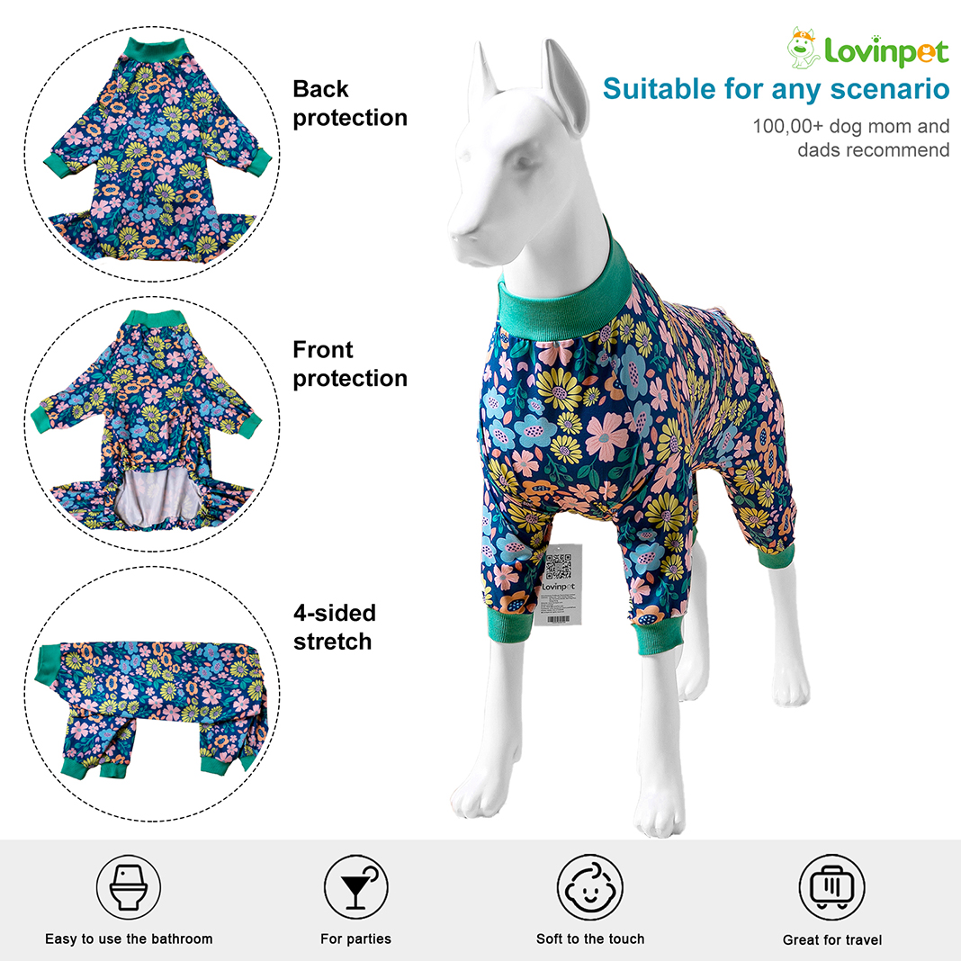 LovinPet Floral Delight Pajamas for Large Dogs - Vibrant Floral Design
