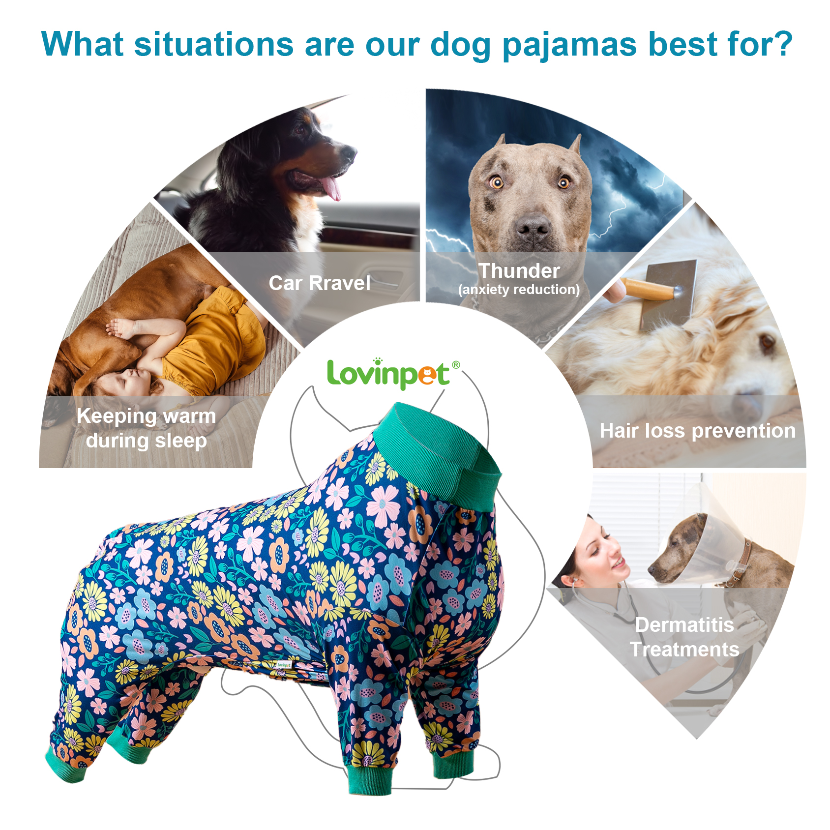 LovinPet Floral Delight Pajamas for Large Dogs - Vibrant Floral Design