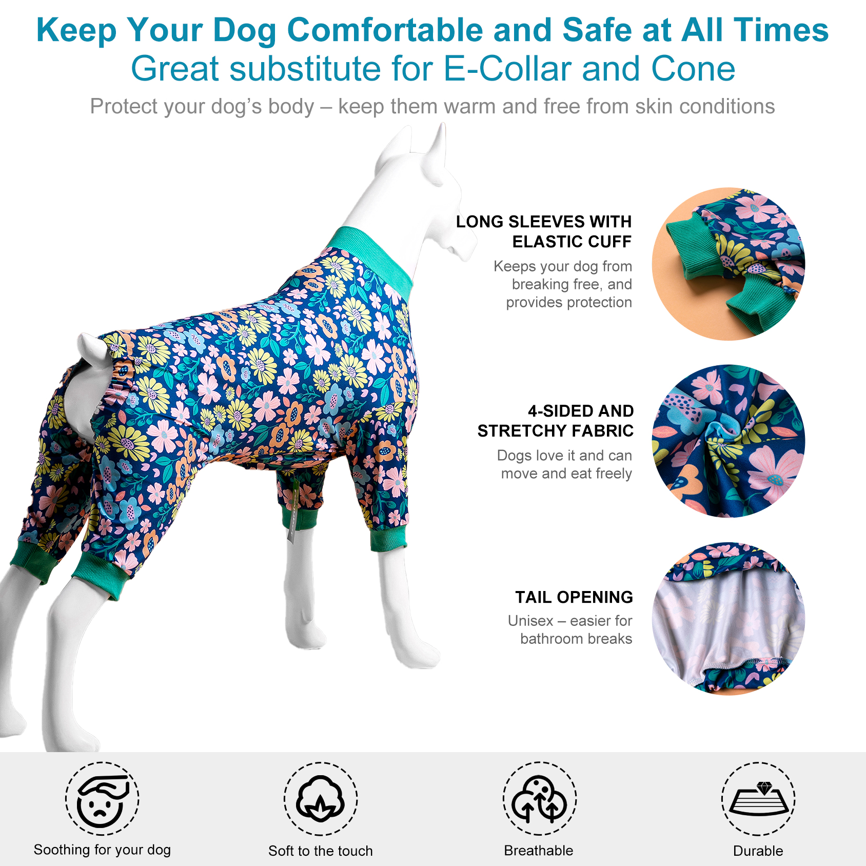 LovinPet Floral Delight Pajamas for Large Dogs - Vibrant Floral Design