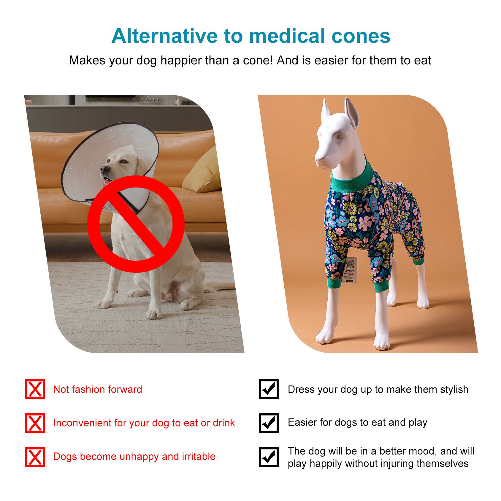 LovinPet Floral Delight Pajamas for Large Dogs - Vibrant Floral Design