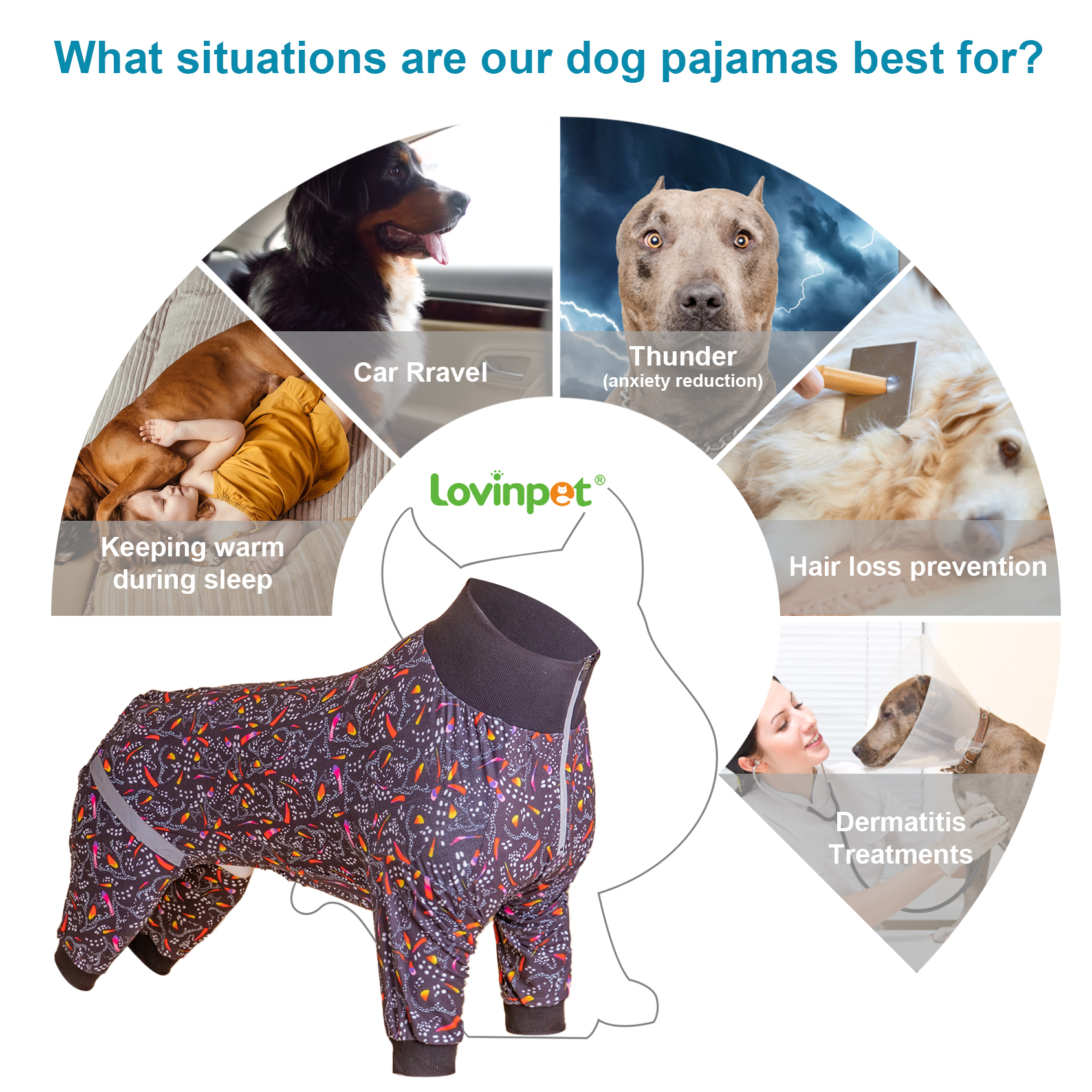 LovinPet Large Dog Pajama - Cool Geometric Streetwear Pajamas for Large Dogs