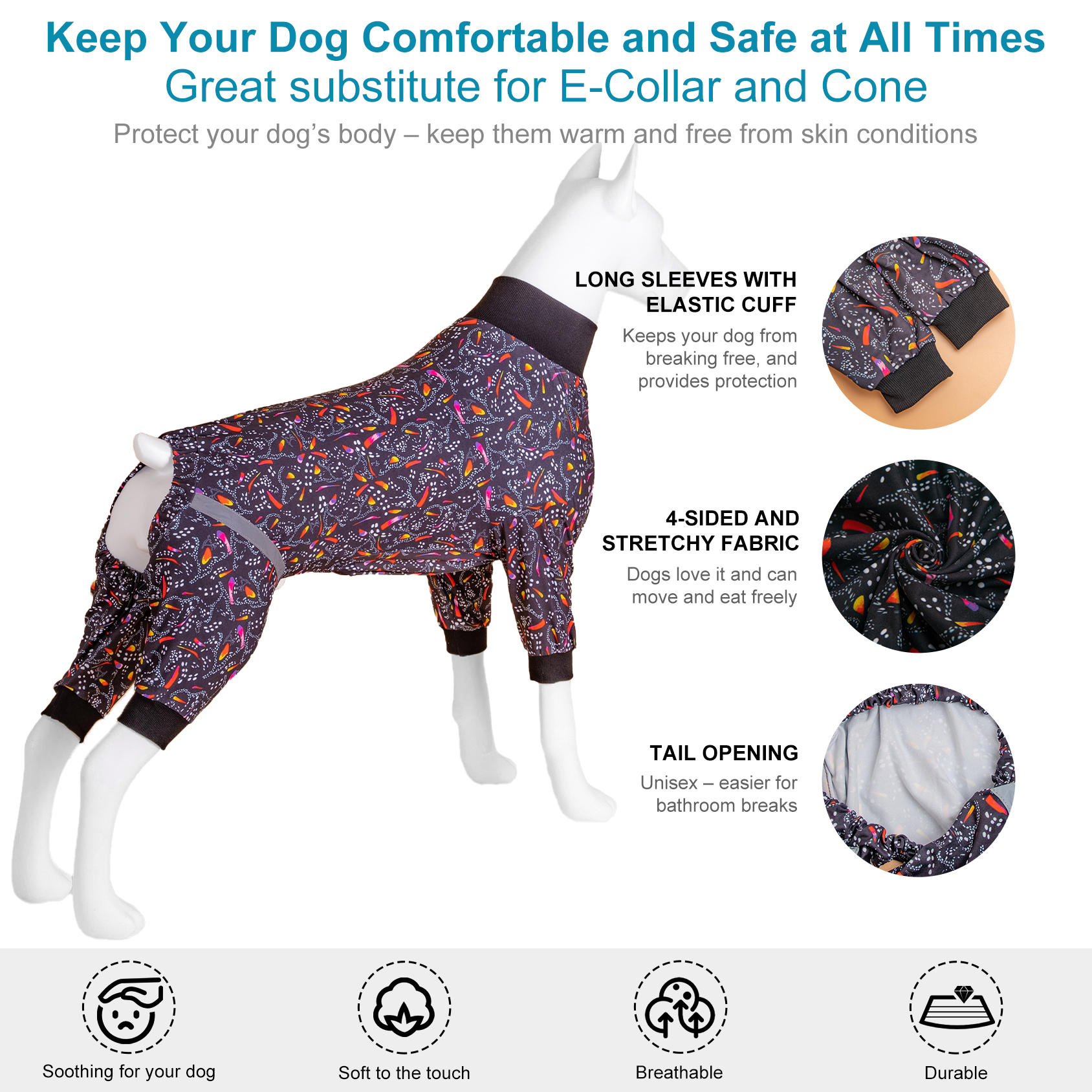 LovinPet Large Dog Pajama - Cool Geometric Streetwear Pajamas for Large Dogs