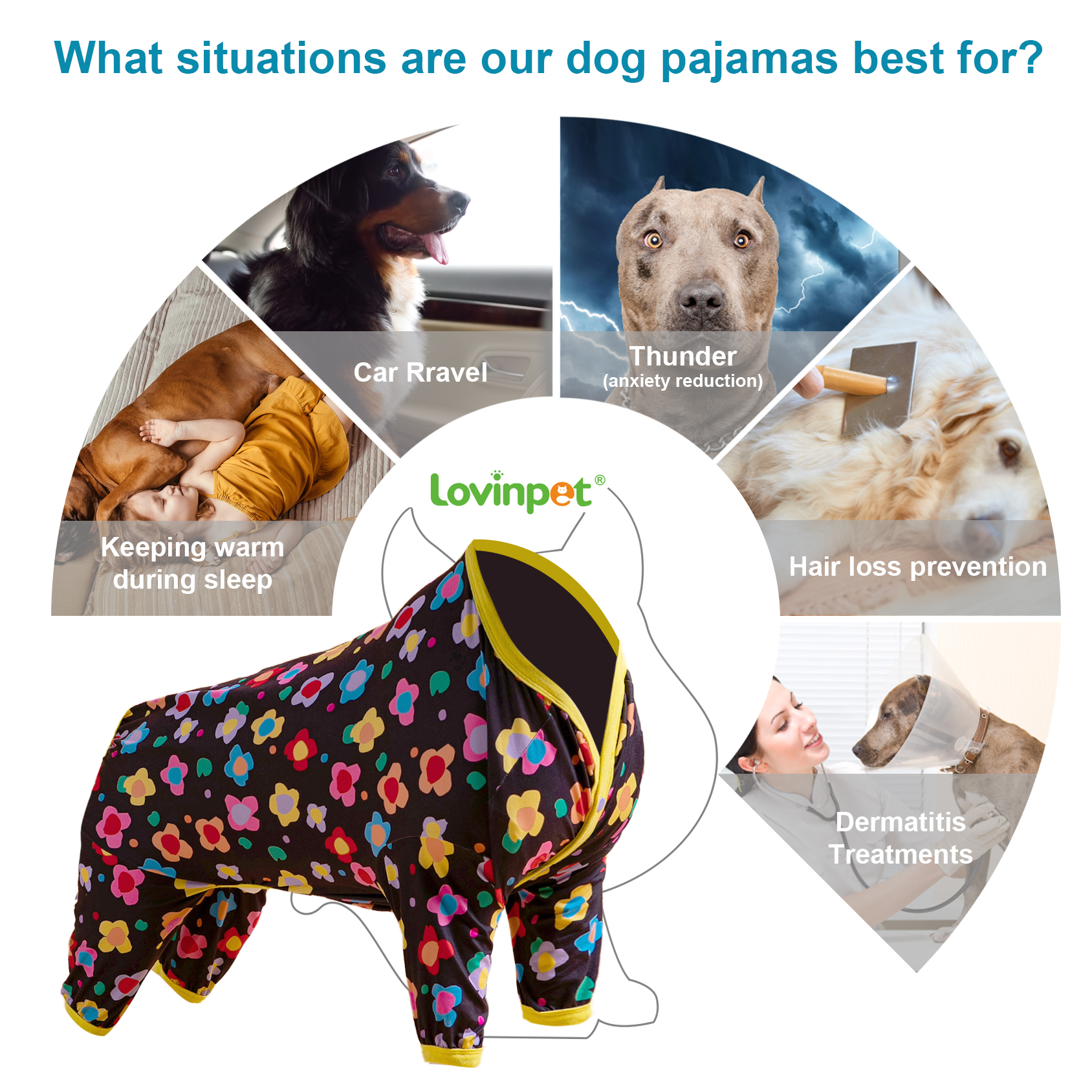 LovinPet Floral Delight Pajamas for Large Dogs - Vibrant Floral Design