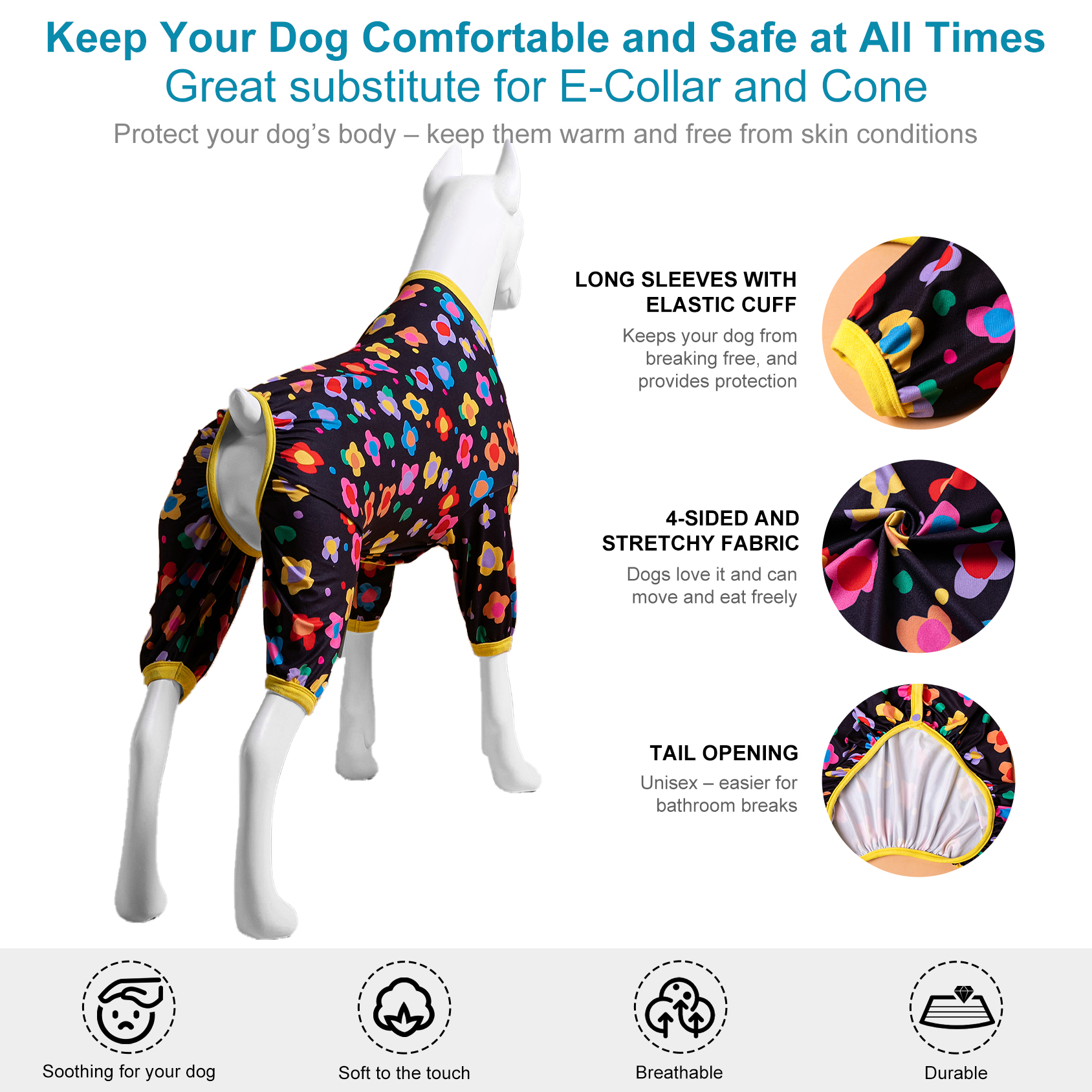 LovinPet Floral Delight Pajamas for Large Dogs - Vibrant Floral Design