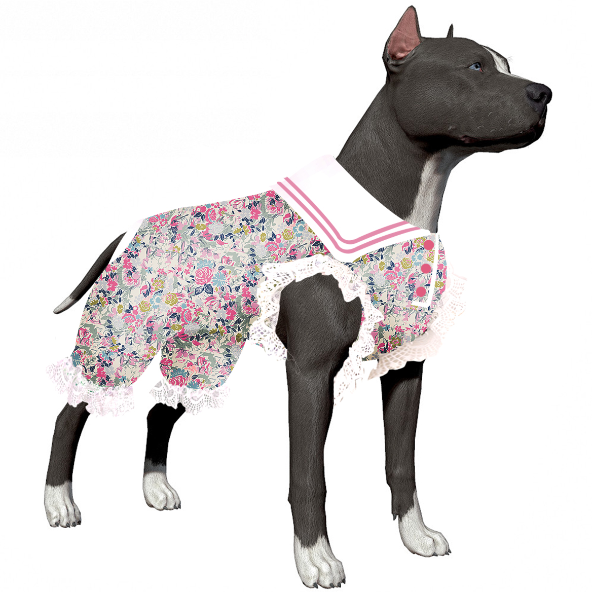 Large Dog Recovery Onesie Pajama for Post-Surgery Comfort - Elegant Floral