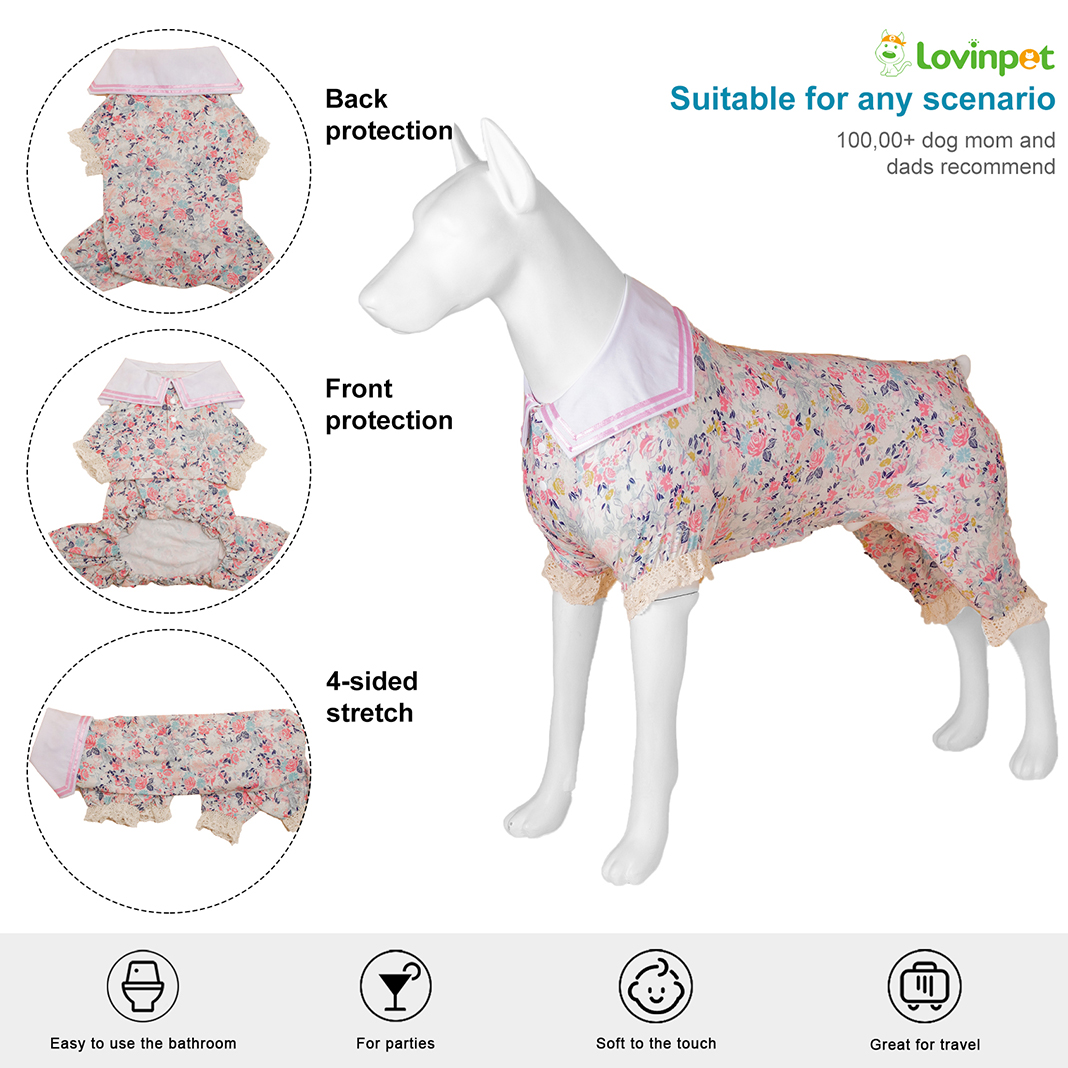 Large Dog Recovery Onesie Pajama for Post-Surgery Comfort - Elegant Floral