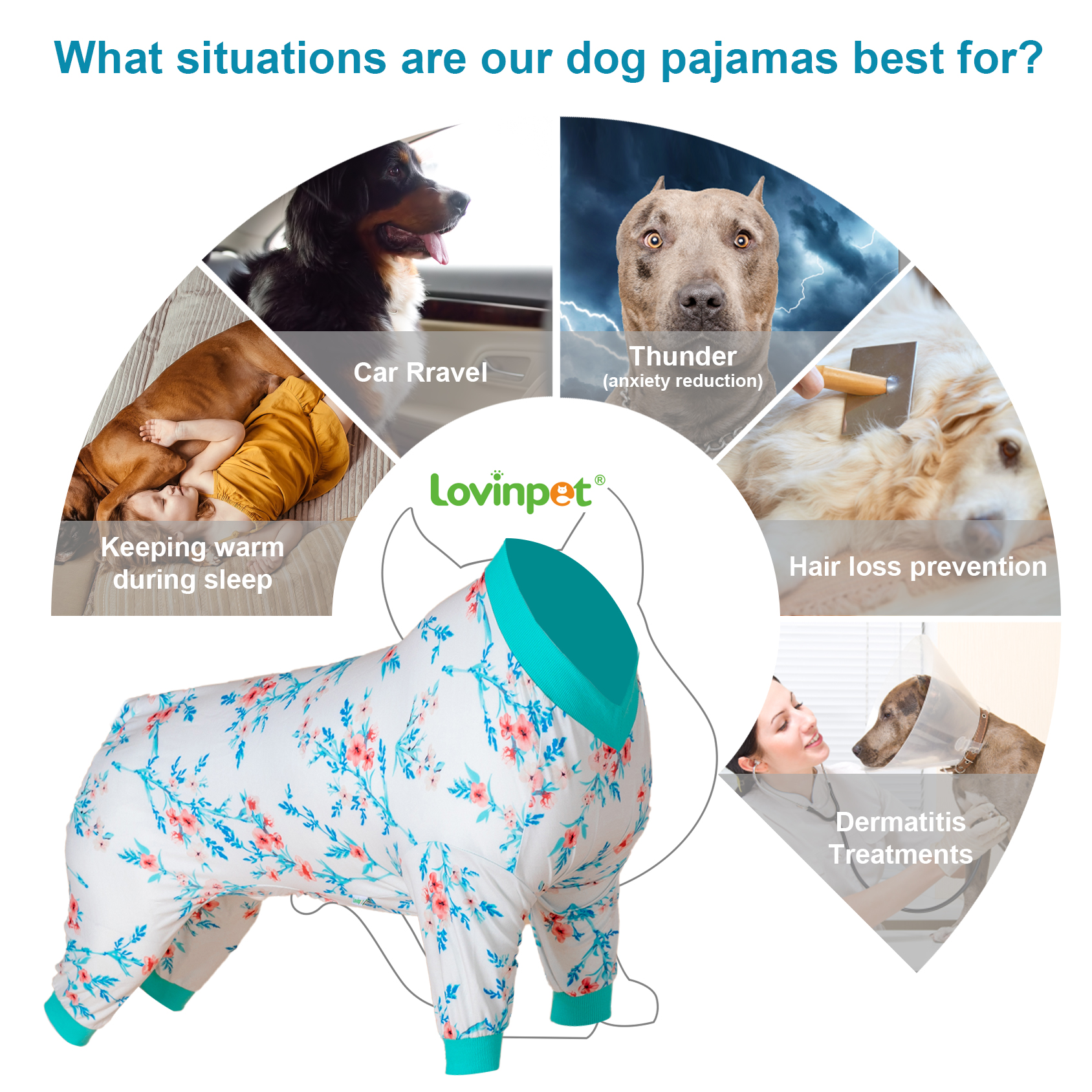 LovinPet Floral Print Pajama for Large Dogs - Elegant Nature Theme