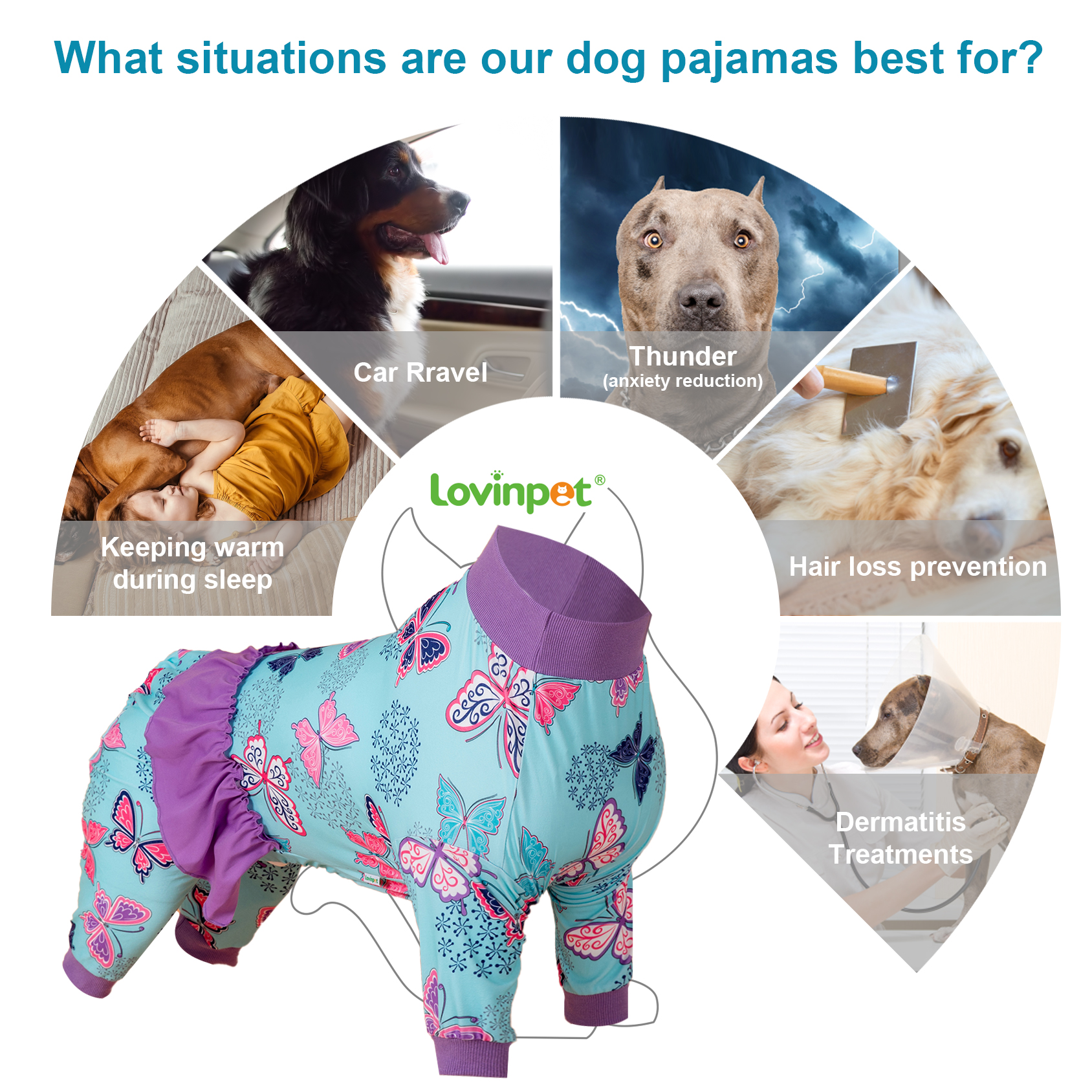LovinPet Butterfly Design Large Dog Pajamas with Skirt