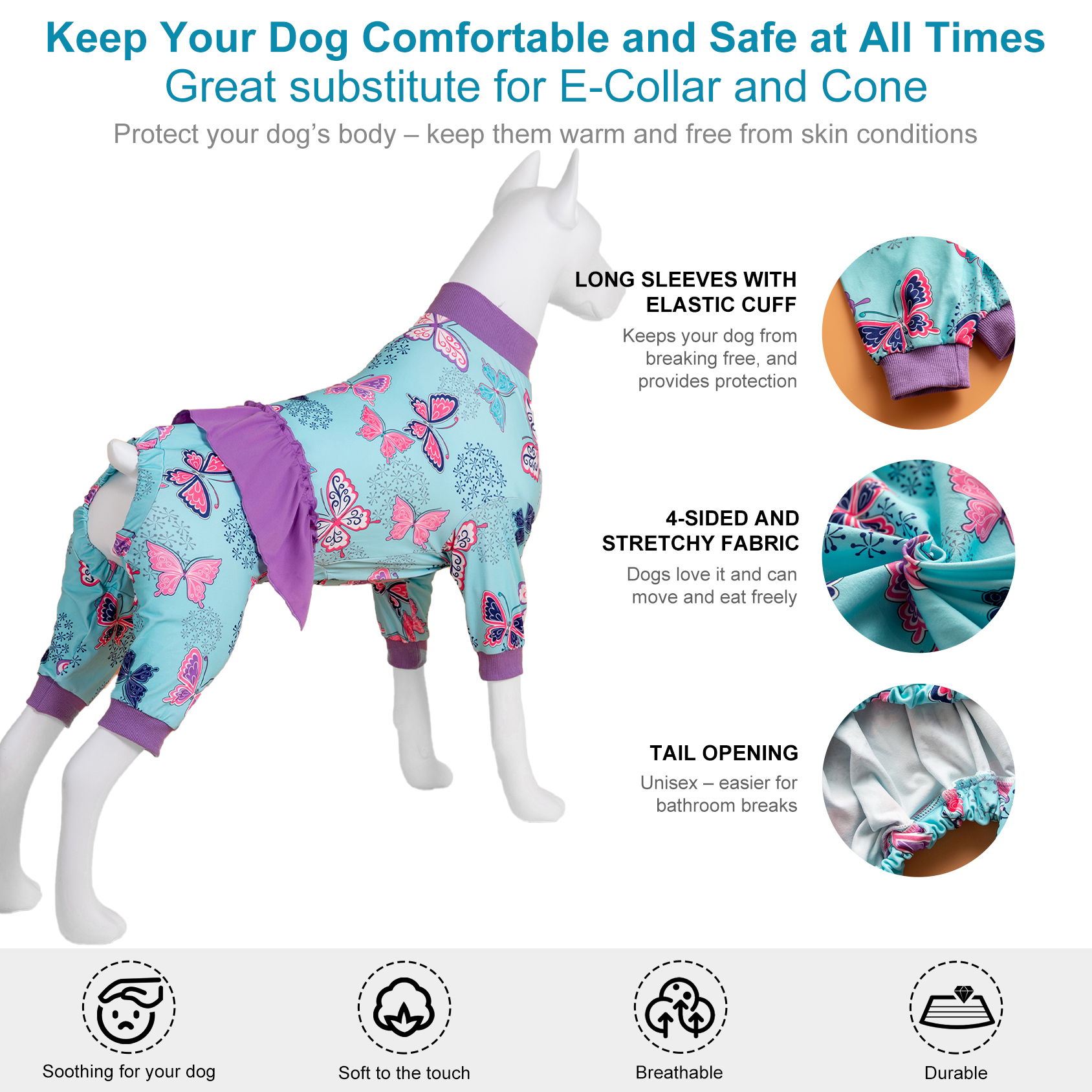 LovinPet Butterfly Design Large Dog Pajamas with Skirt