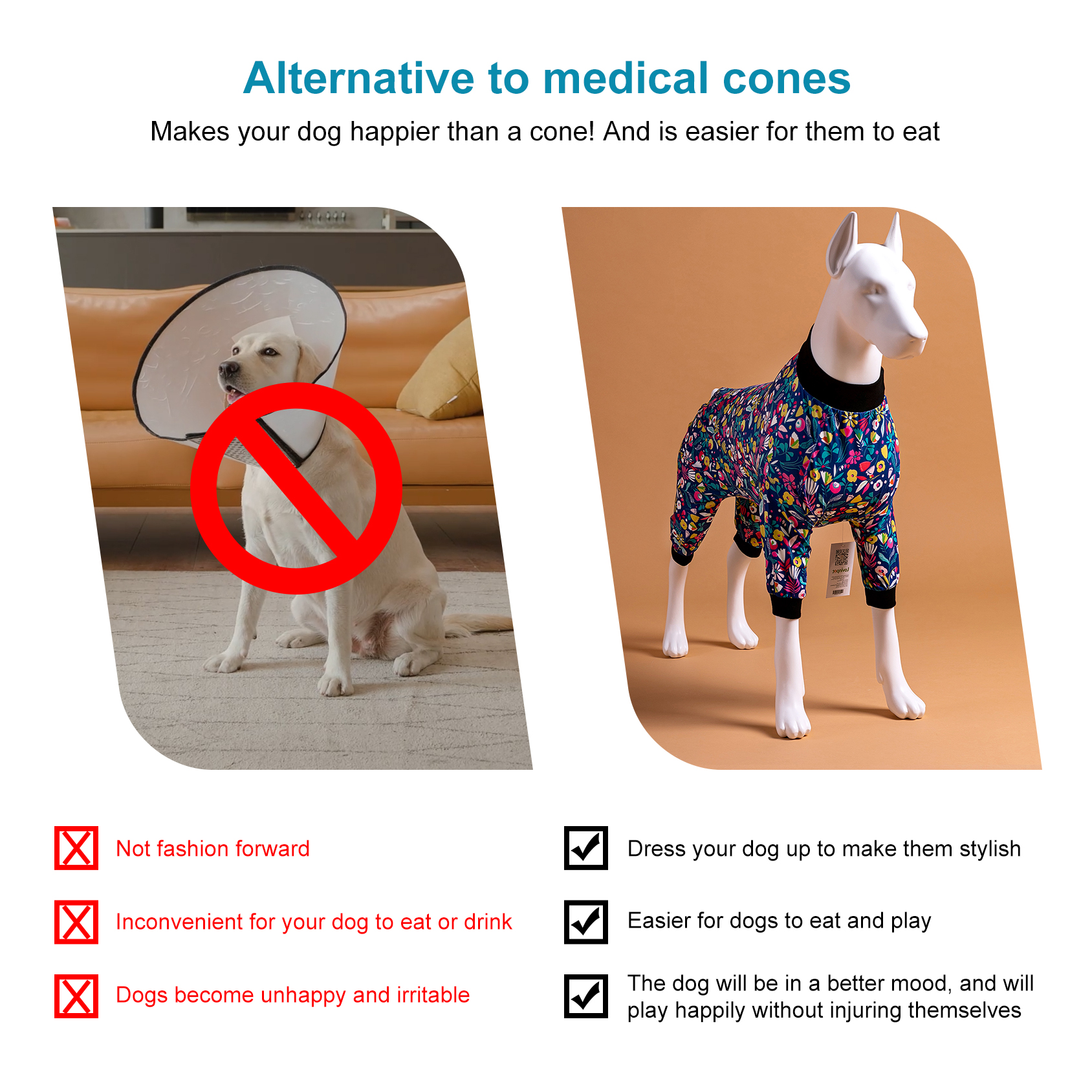 LovinPet Large Dog Pajamas Onesie - Vibrant Floral Design on Navy Blue Background