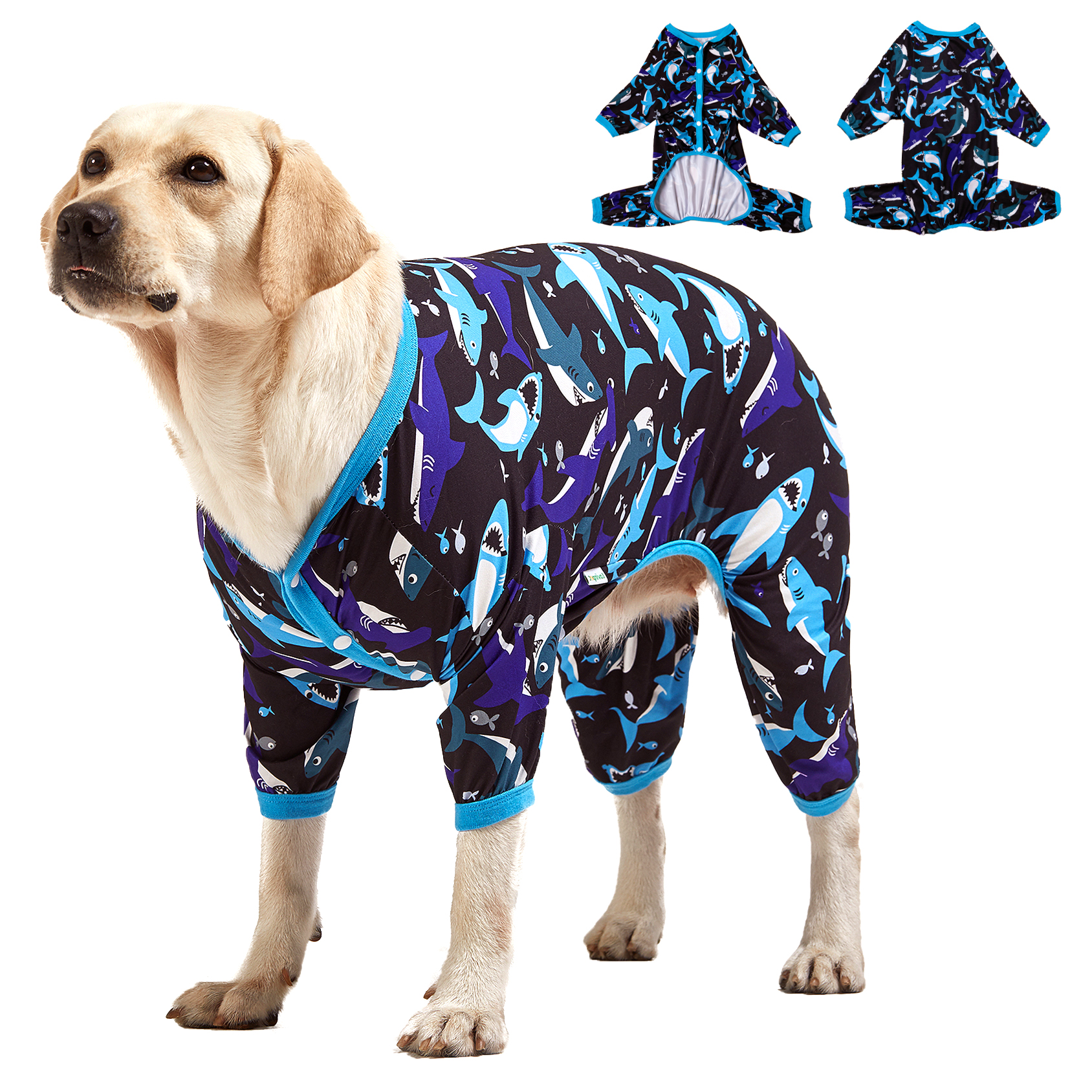 LovinPet Large Dog Pajama - Shark and Ocean Adventure Print for Large Dogs
