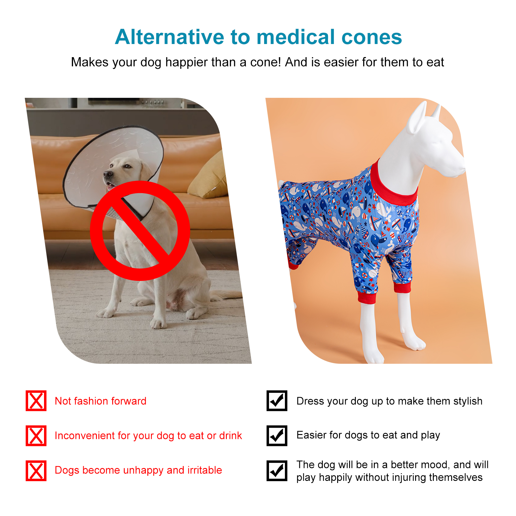 LovinPet Large Dog Pajama - Nautical Print with Boats and Fish