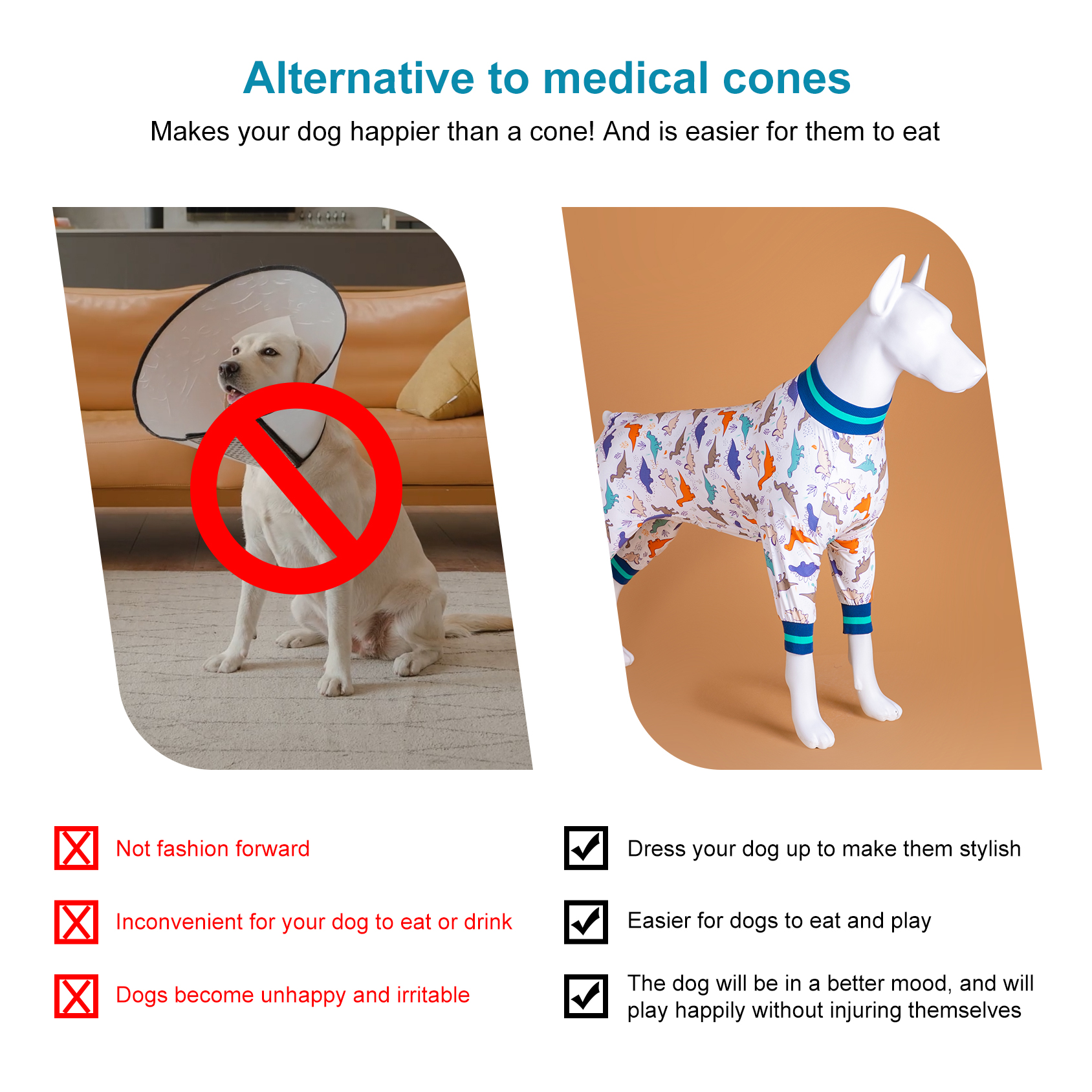 LovinPet Large Dog Flannel Pajama - Colorful Dinosaur Print Pajamas for Large Dogs